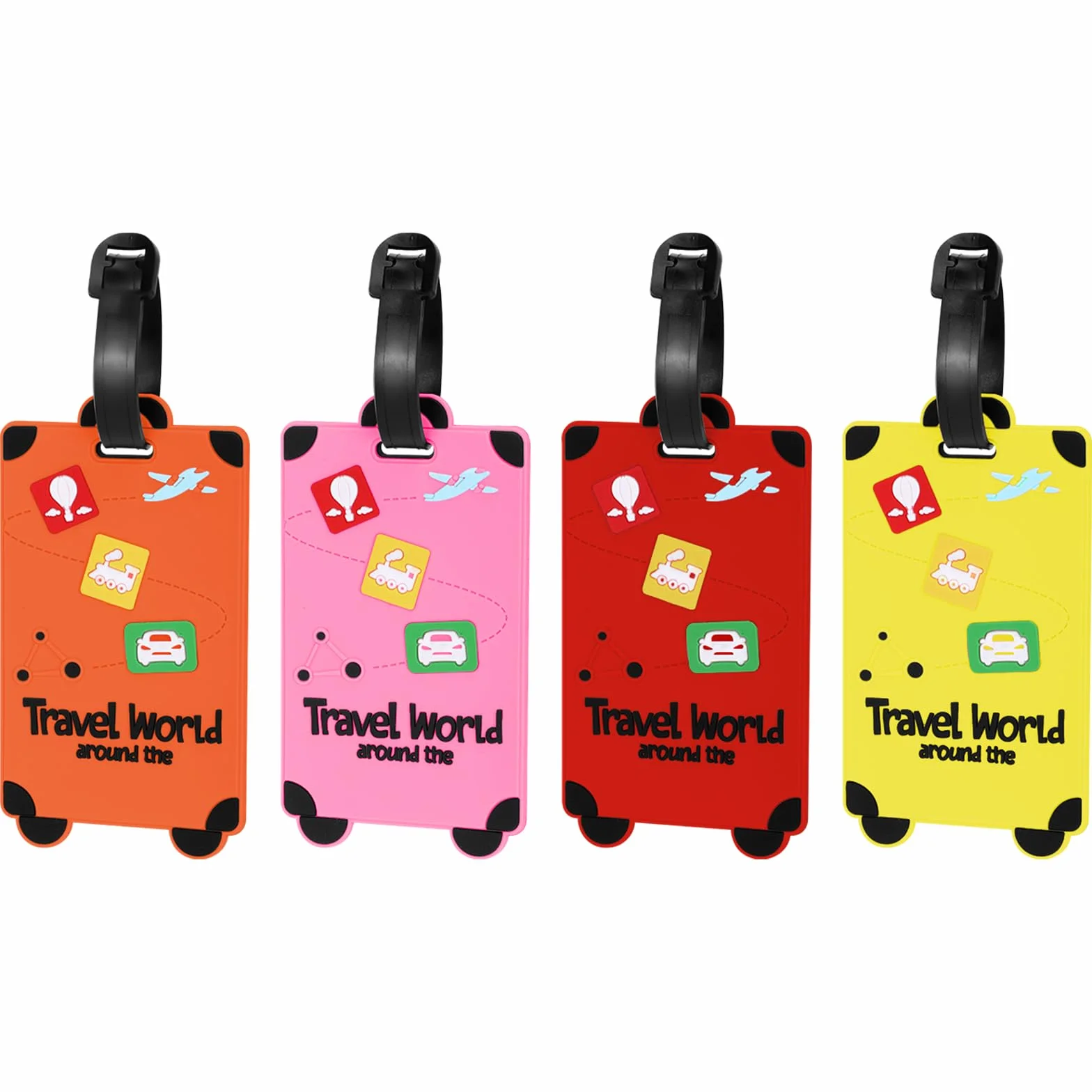 Alyvisun 4 Pcs Étiquette Bagage Silicone Imperméable avec Carte d'Identification, Couleurs Foncées