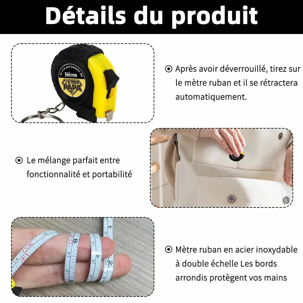 Porte-clés Mètre Ruban Cadeau Original Papa