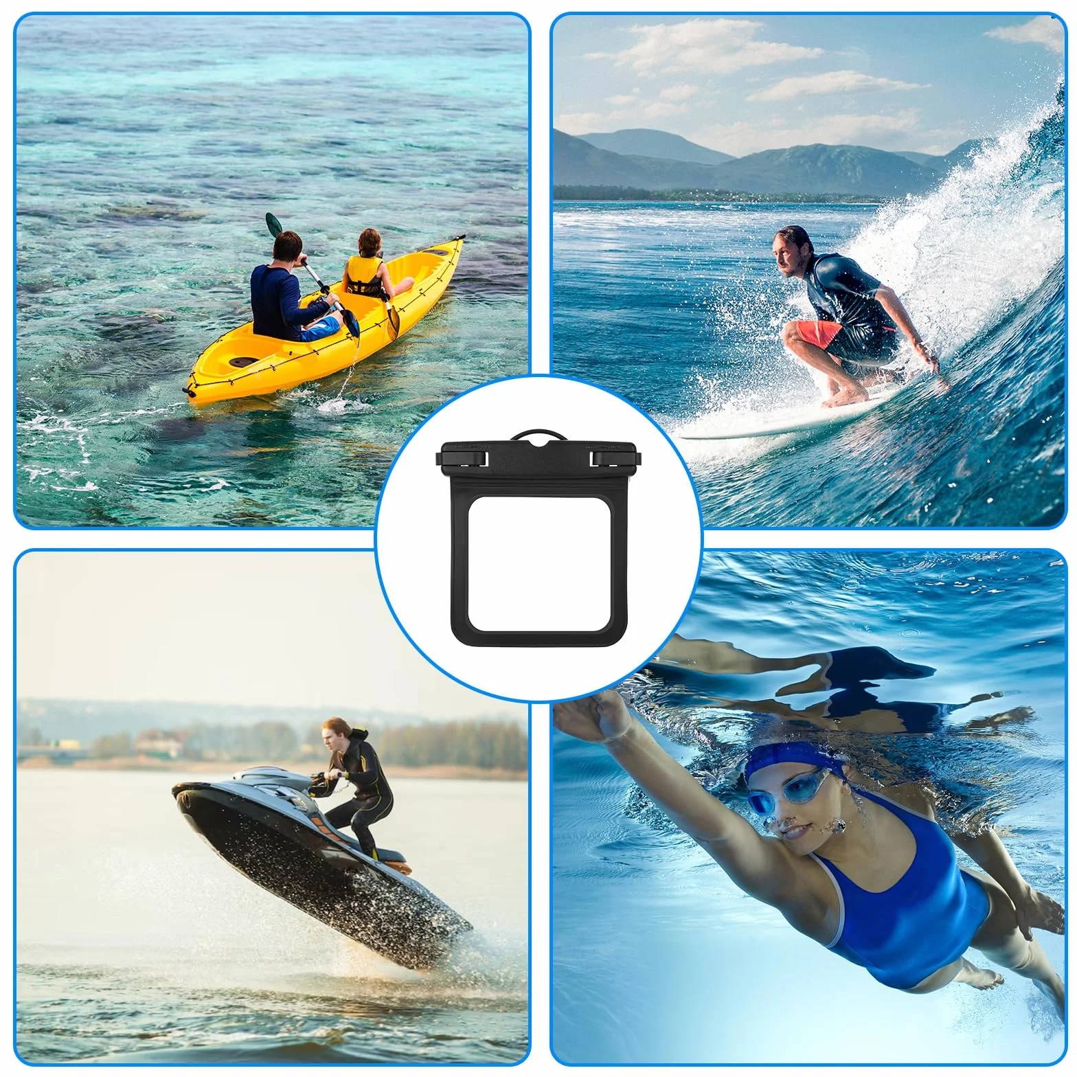 Lot de 2 petites pochettes étanches submersibles pour natation et surf