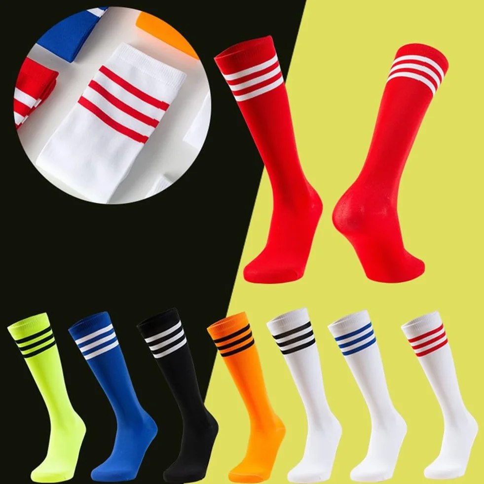 Chaussettes Foot Enfant Hautes Antidérapantes Garçons Filles Football Rugby Basket-ball 4 Paires