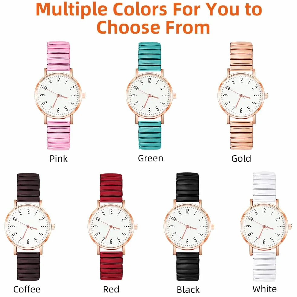 Montre Femme Bracelet Élastique Quartz Grands Chiffres Arabes Métal Cadeau Anniversaire Fête des Mères