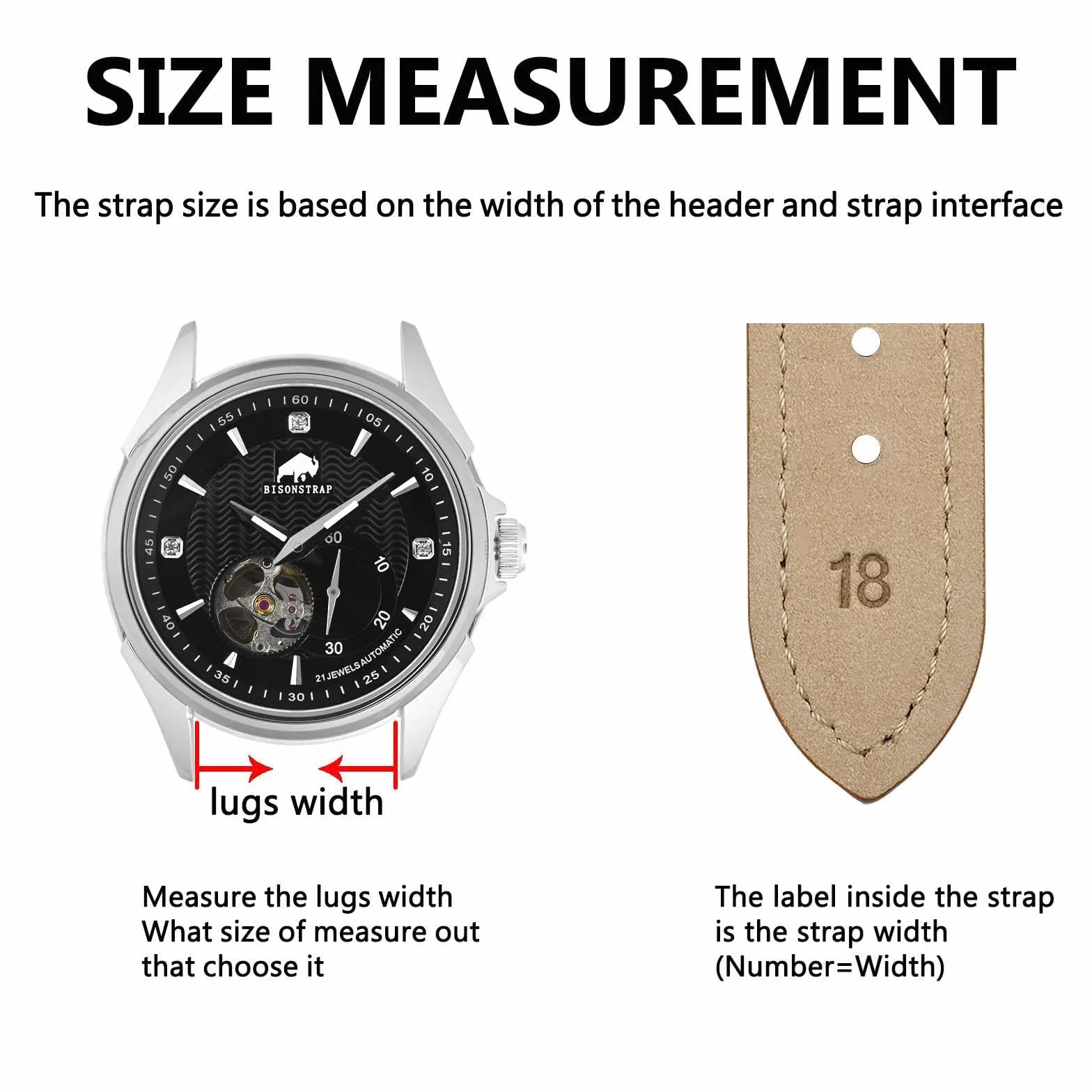 BISONSTRAP Bracelet de Montre en Cuir Dégagement Rapide Compatible 12-20mm