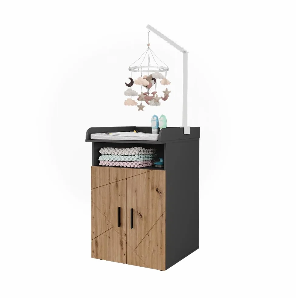 Vicco Commode à Langer Irma 60x97cm Anthracite Chêne de Force doré Plan à Langer