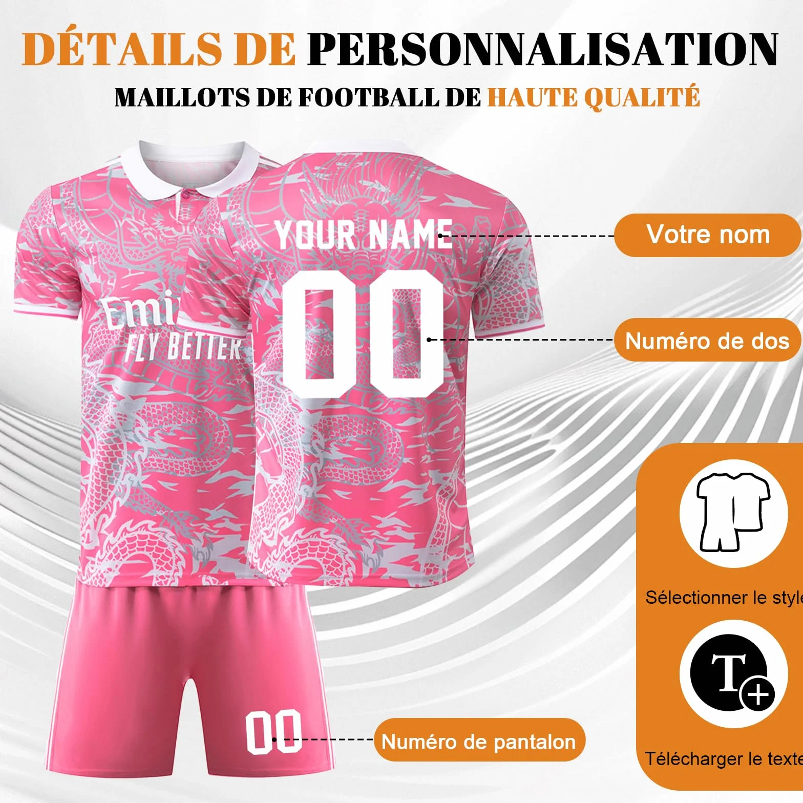 Maillot de Foot Enfant Personnalisé Nombre Ensemble Football Homme Cadeau Fans