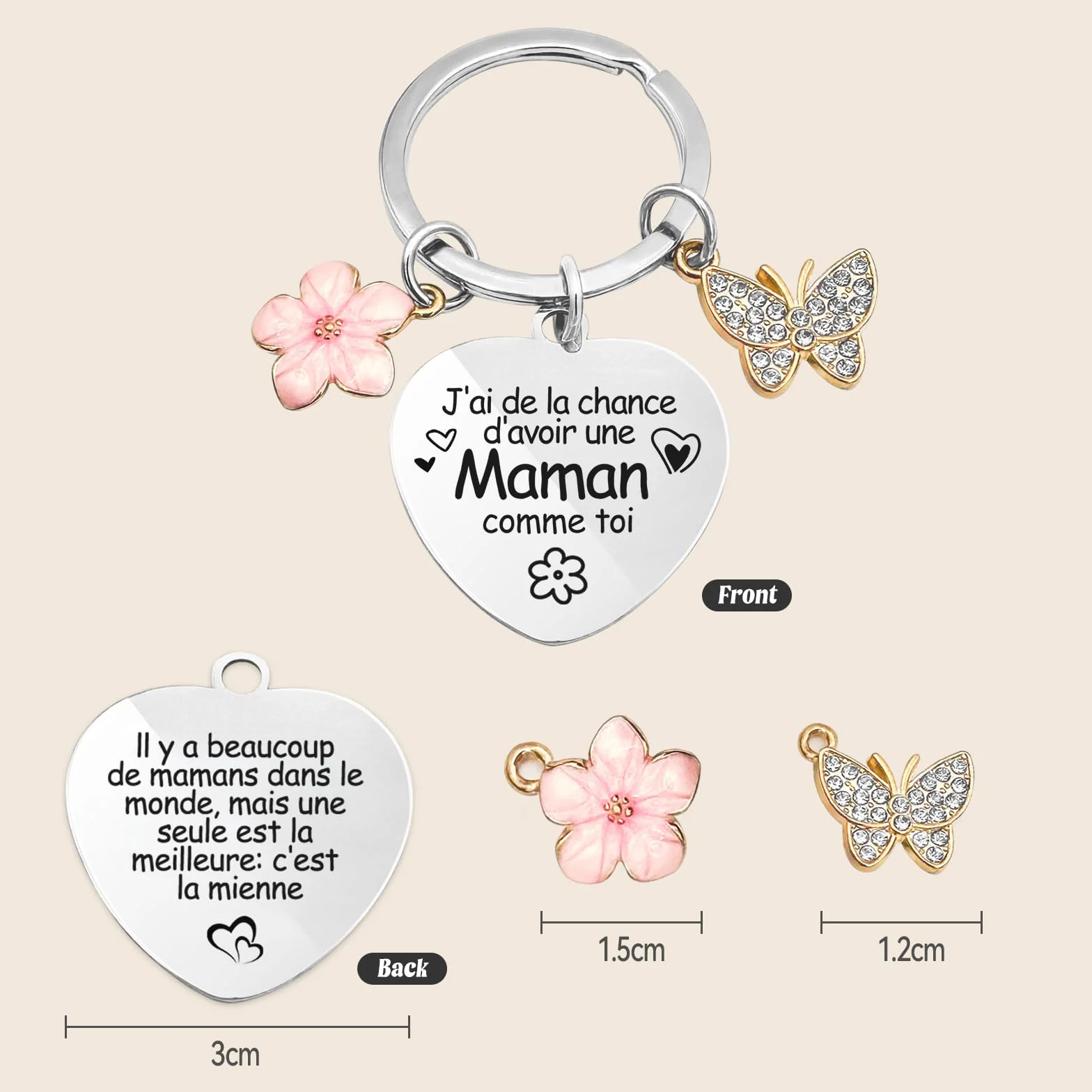 Porte-Clefs Fête des Mères Cadeau Maman Anniversaire Noël