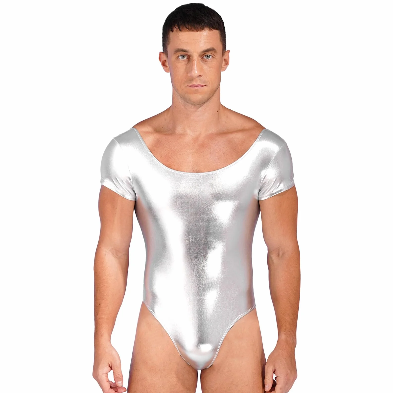 Ranrann Justaucorps Métallique Brillant Costume Danse Bodysuit L-3XL