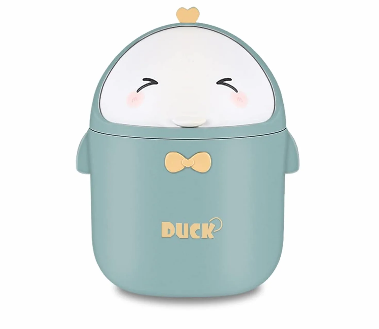 Mini Poubelle De Table Couvercle Corbeille à Papier Kawaii Boîte Rangement Bureau Vert