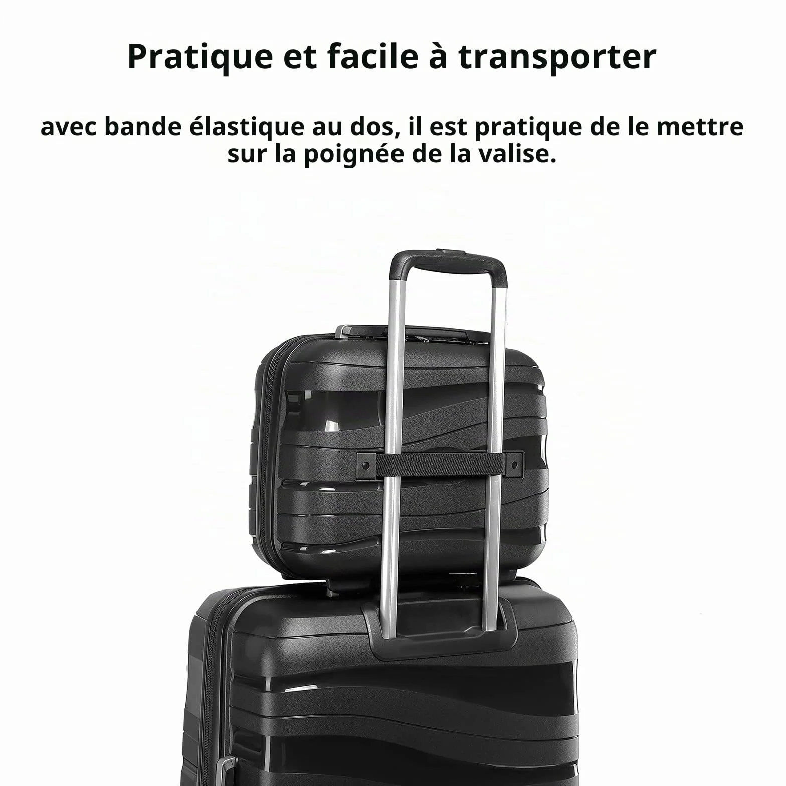 Kono Vanity Case Rigide ABS Portable 35.5x29.5x18.5cm Trousse de Toilette Noir