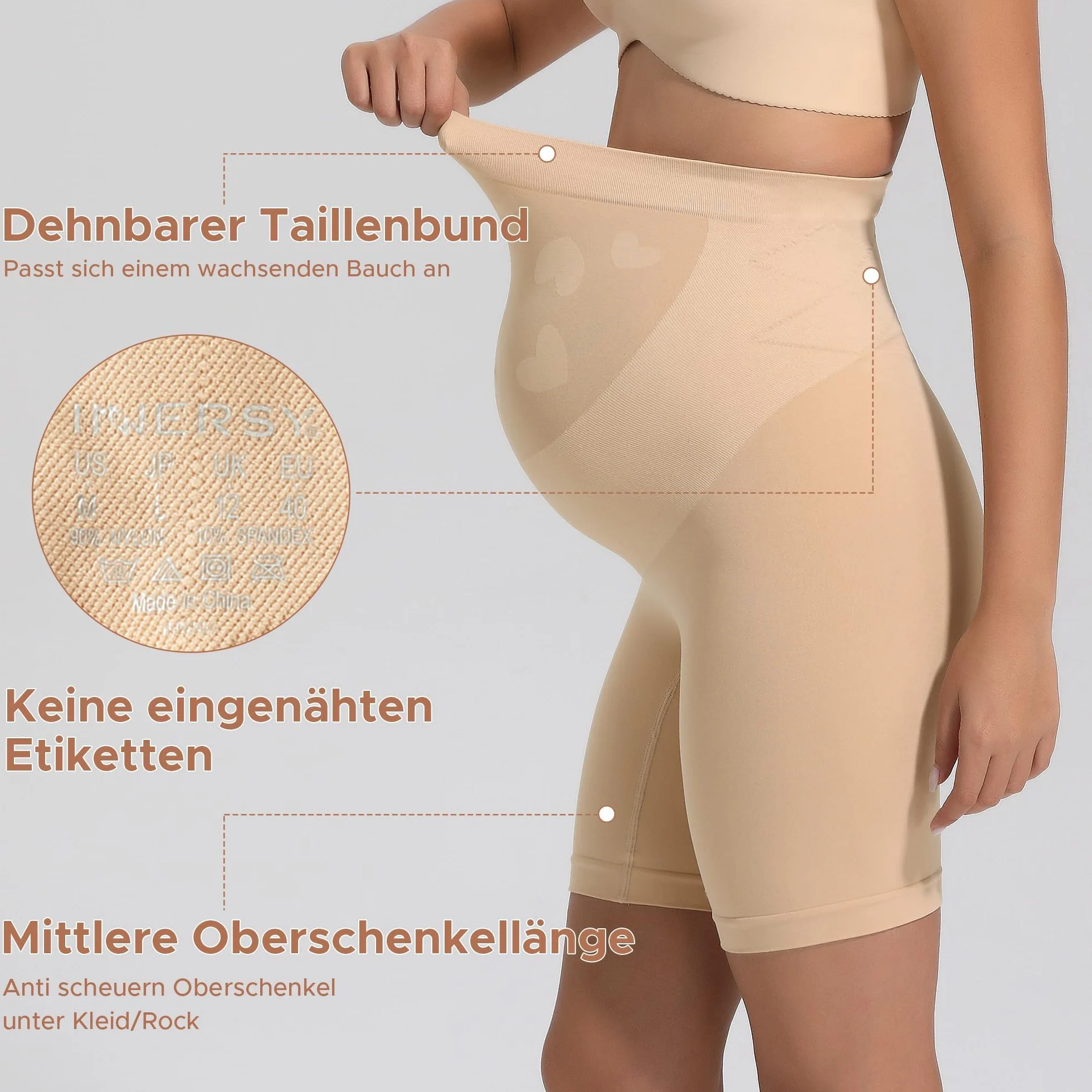 INNERSY Culotte Grossesse Taille Haute Anti Frottement Cuisse sous Robe Short Maternité