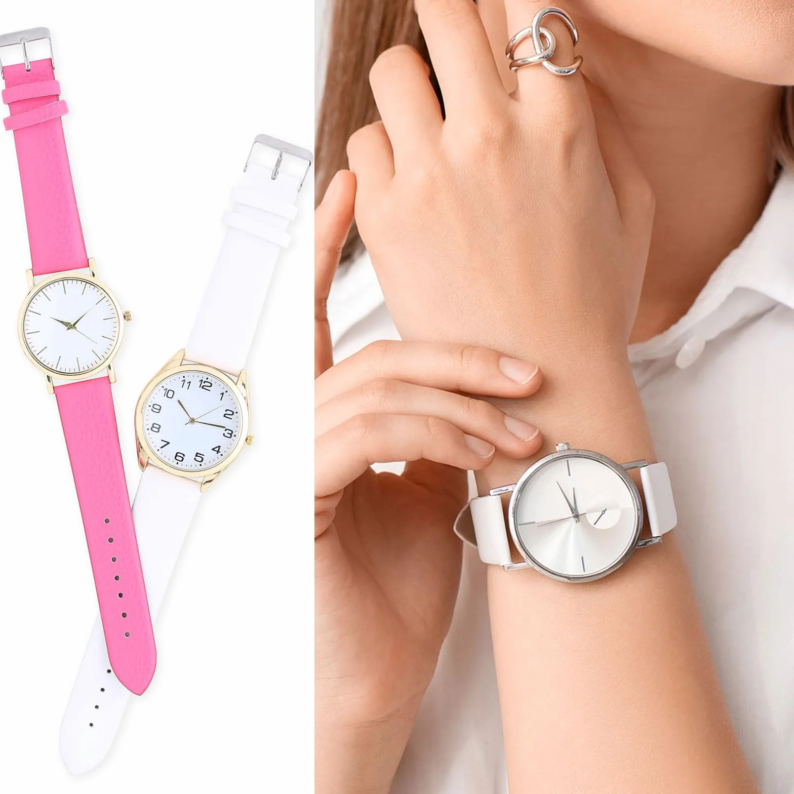Bracelet Montre Plat Fin et Élégant en Véritable Cuir pour Homme et Femme
