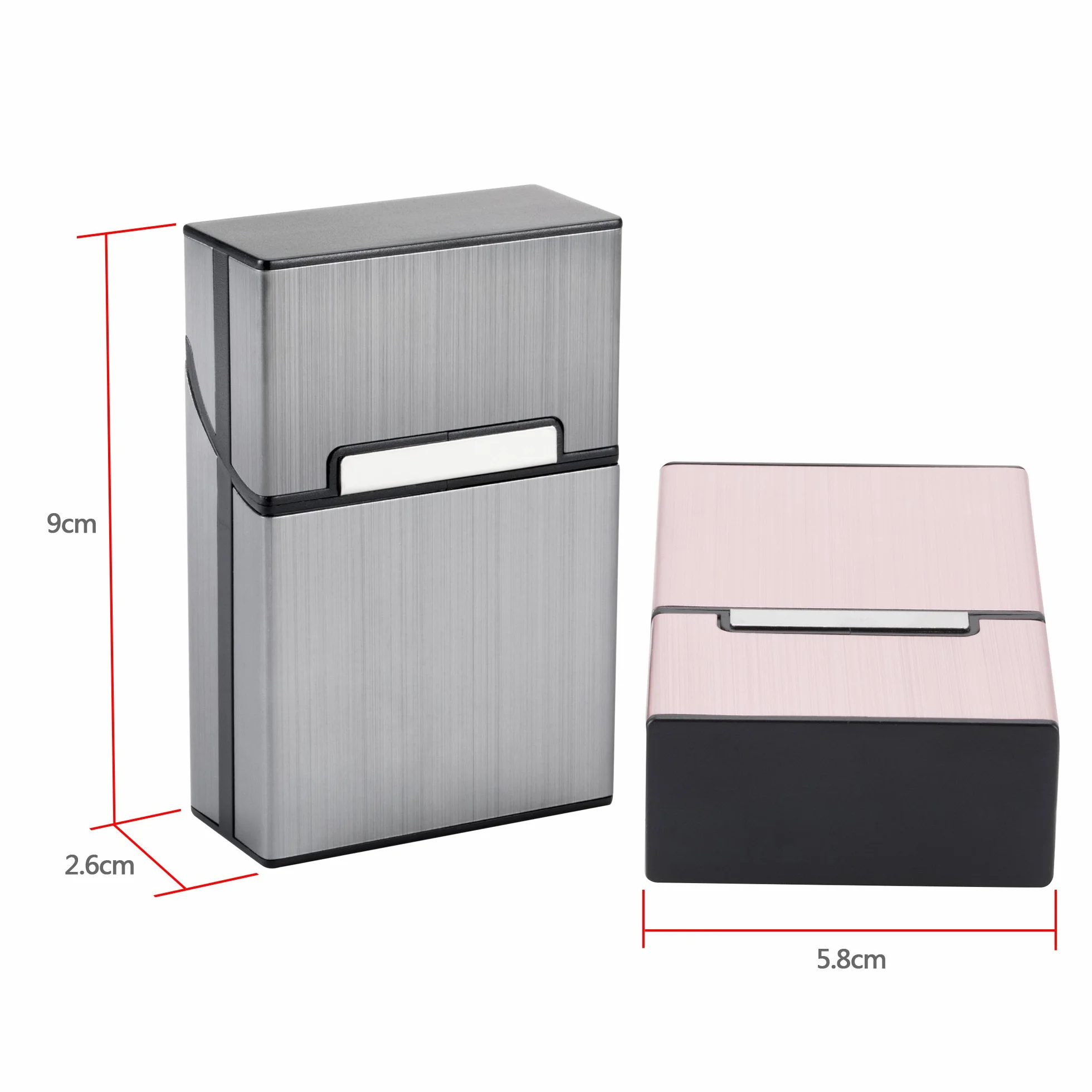 LAOYE Etui à Cigarettes en Aluminium avec Fermeture Aimantée 2 Pièces Gris Or Rose