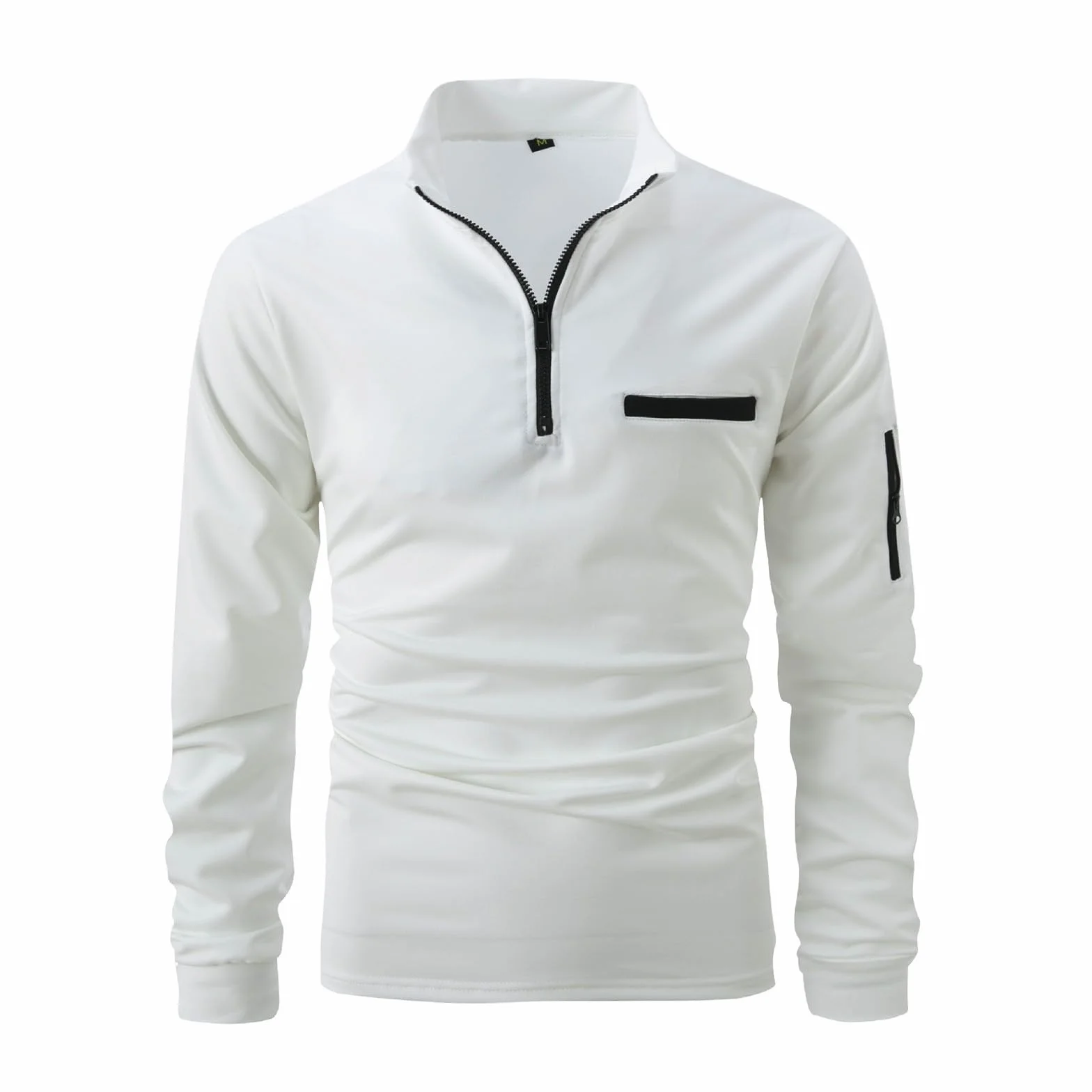 Pull Homme Polaires 1/4 Zip Col Montant Chaud Golf Hiver Sport avec Poche