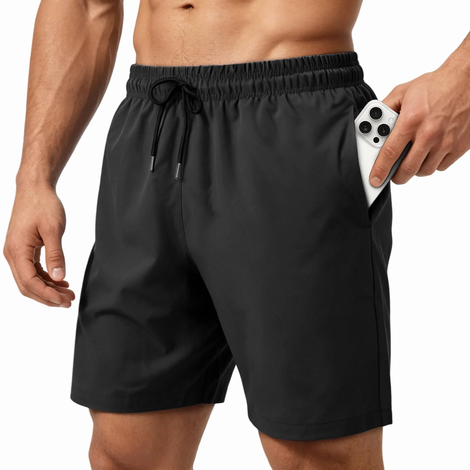Maillot De Bain Homme Séchage Rapide Sport Bermuda Short Respirant avec Poche Zippée Et Cordon Élastique