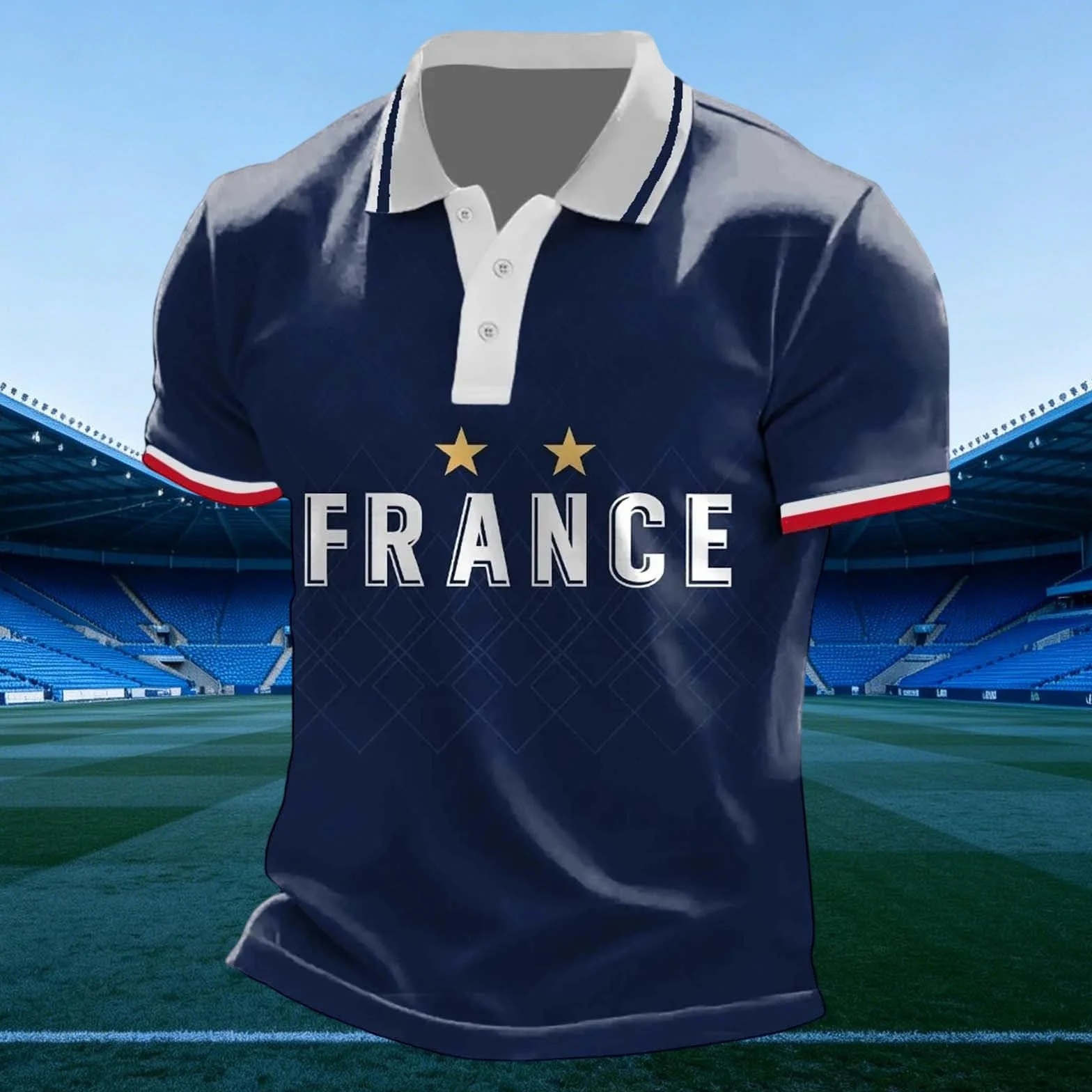 Maillot de Foot France 2026 Polos Homme Manches Courtes Imprimé Supporter Football T-Shirt