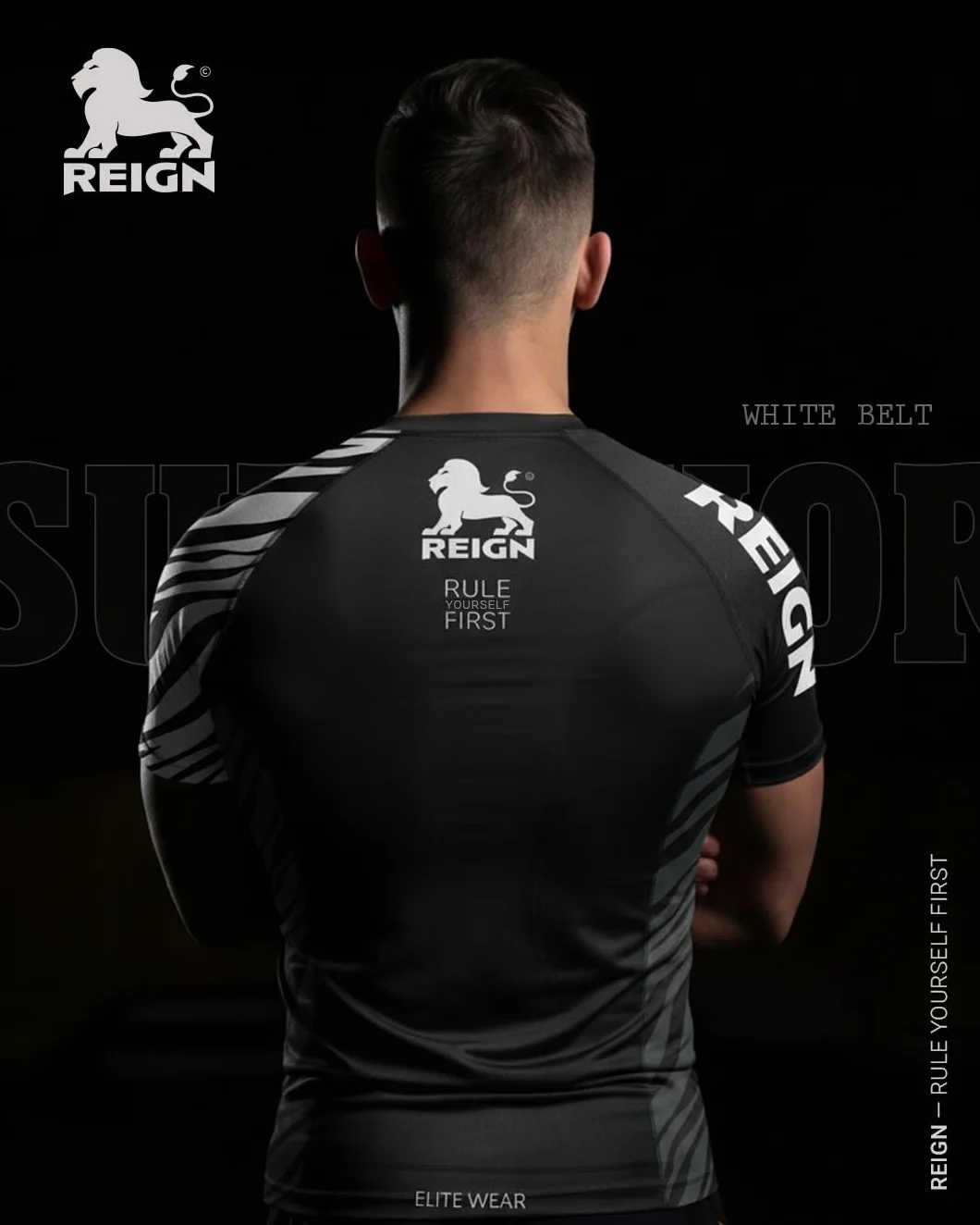 REIGN Rashguard MMA BJJ Homme Ceinture Blanche
