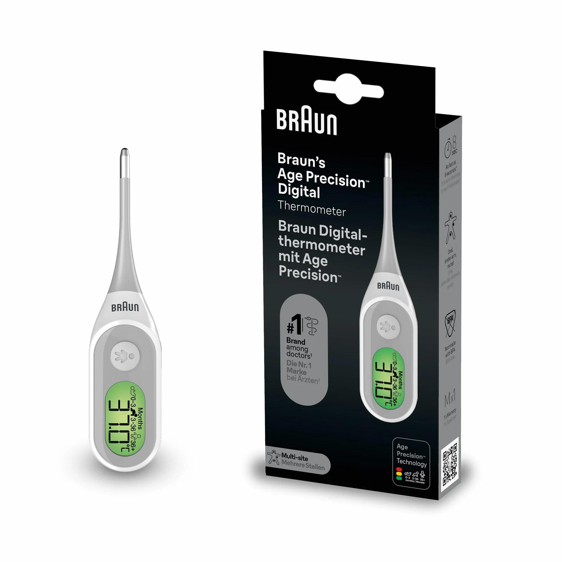 Braun Age Precision Thermomètre numérique PRT2000 pour bébés et nourrissons
