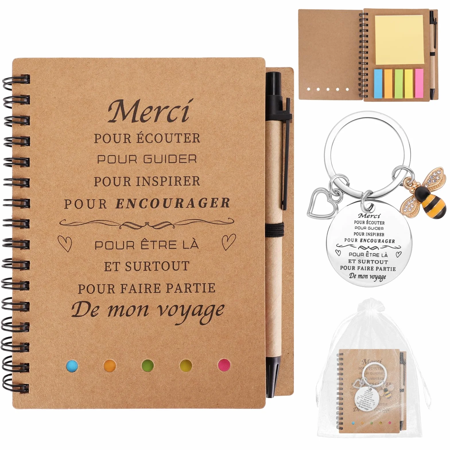 Cadeau Maîtresse d'École Original, Porte Clef Utile Professeur Retraite, Carnet Note Fin d'Année