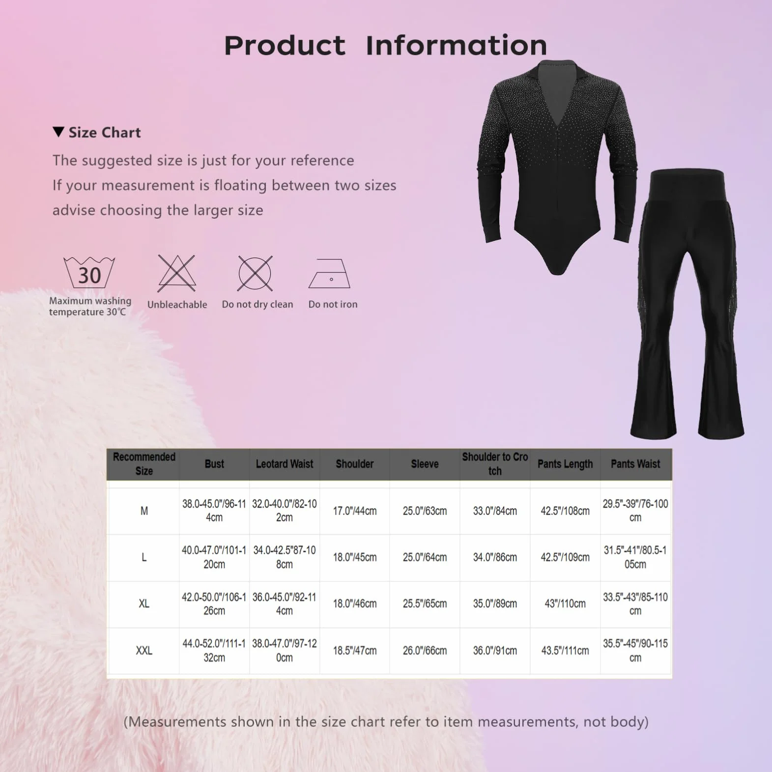 CHICTRY Justaucorps de Danse Latine Pantalon à Franges Homme Salsa Chacha