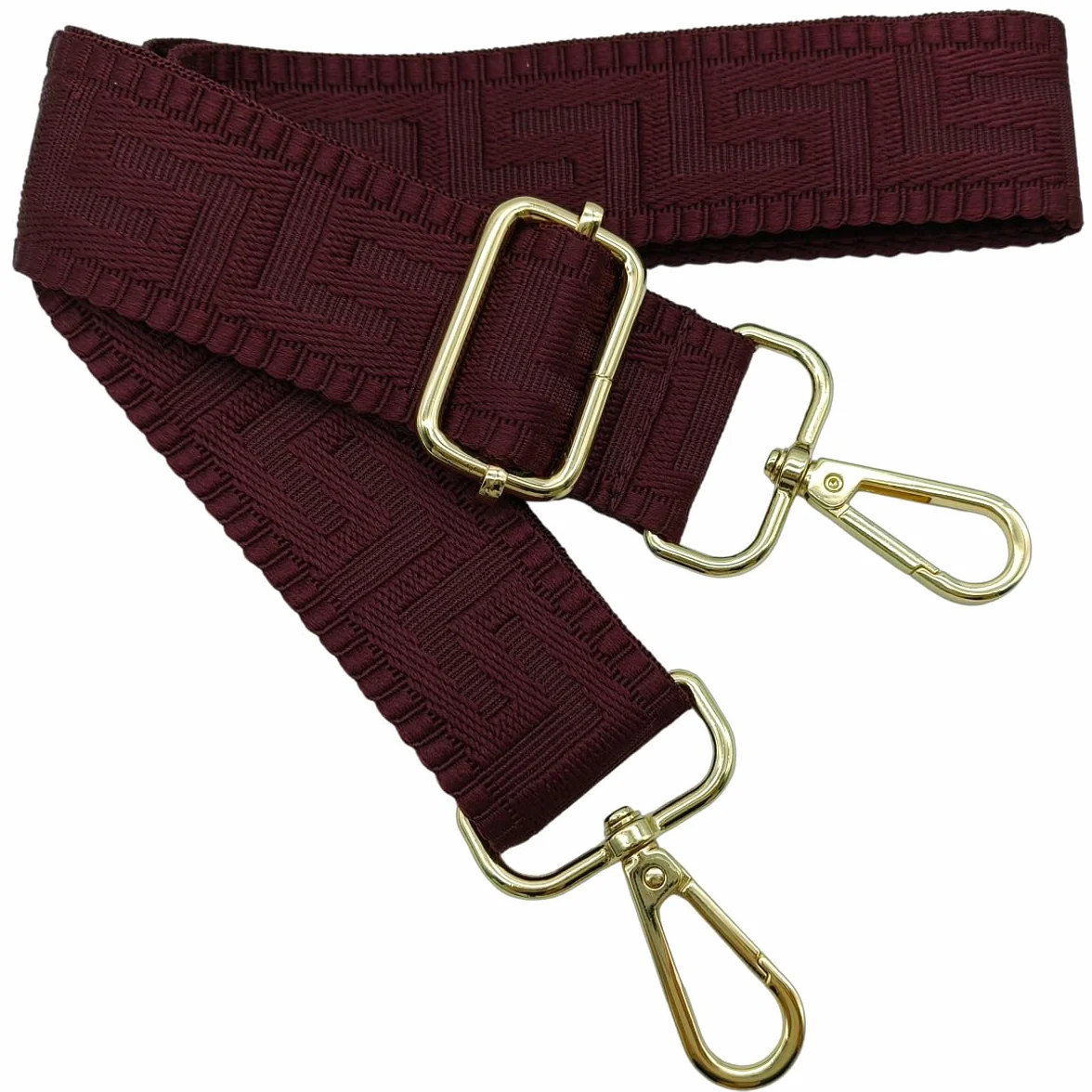 Bandoulière de Rechange Réglable Bordeaux-Foncé 80-130cm Sangle de Sac à Main Remplacement Universelle Boucle Dorée