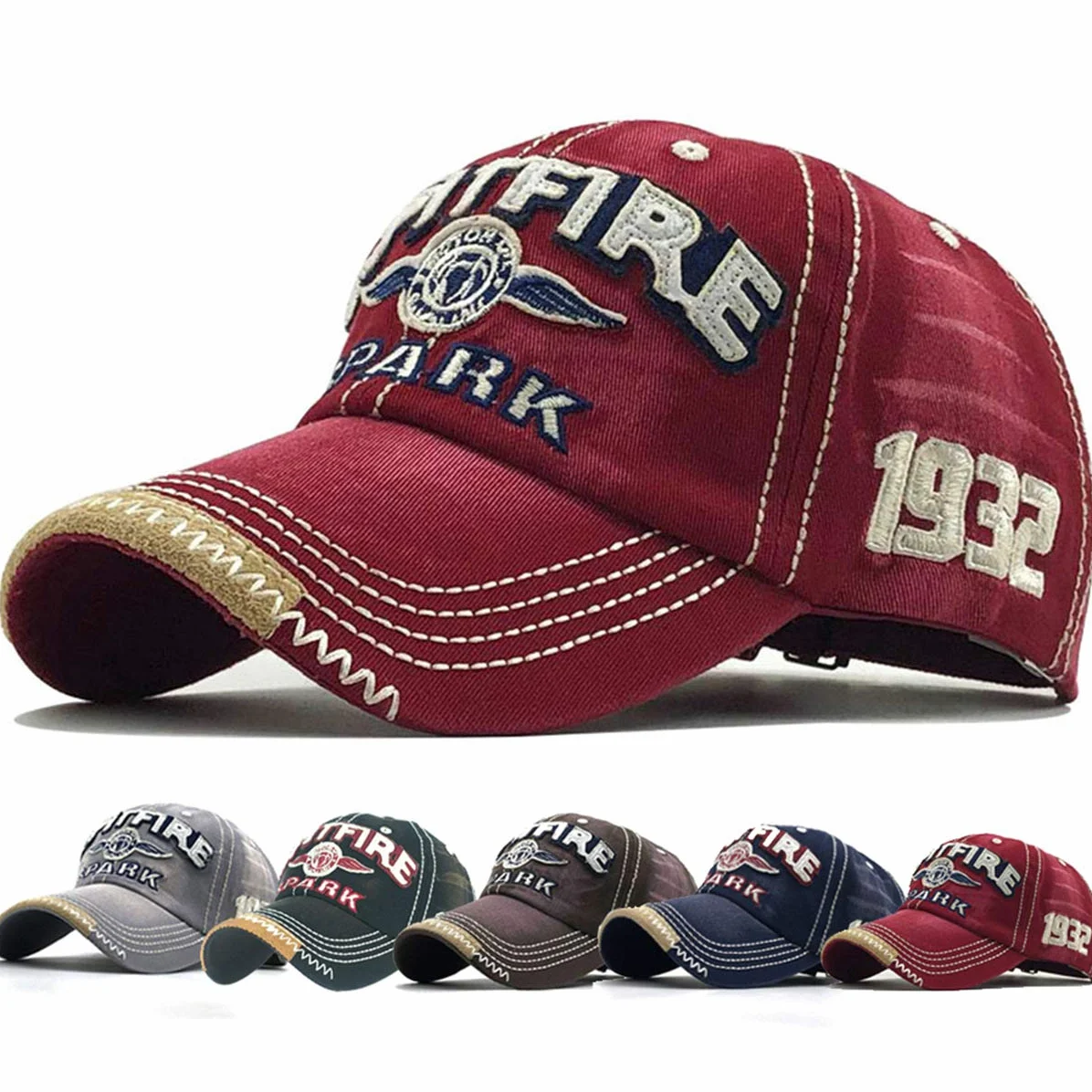 Casquette de Baseball Retro Ajustable Boucle en Metal Unisexe Homme Femme