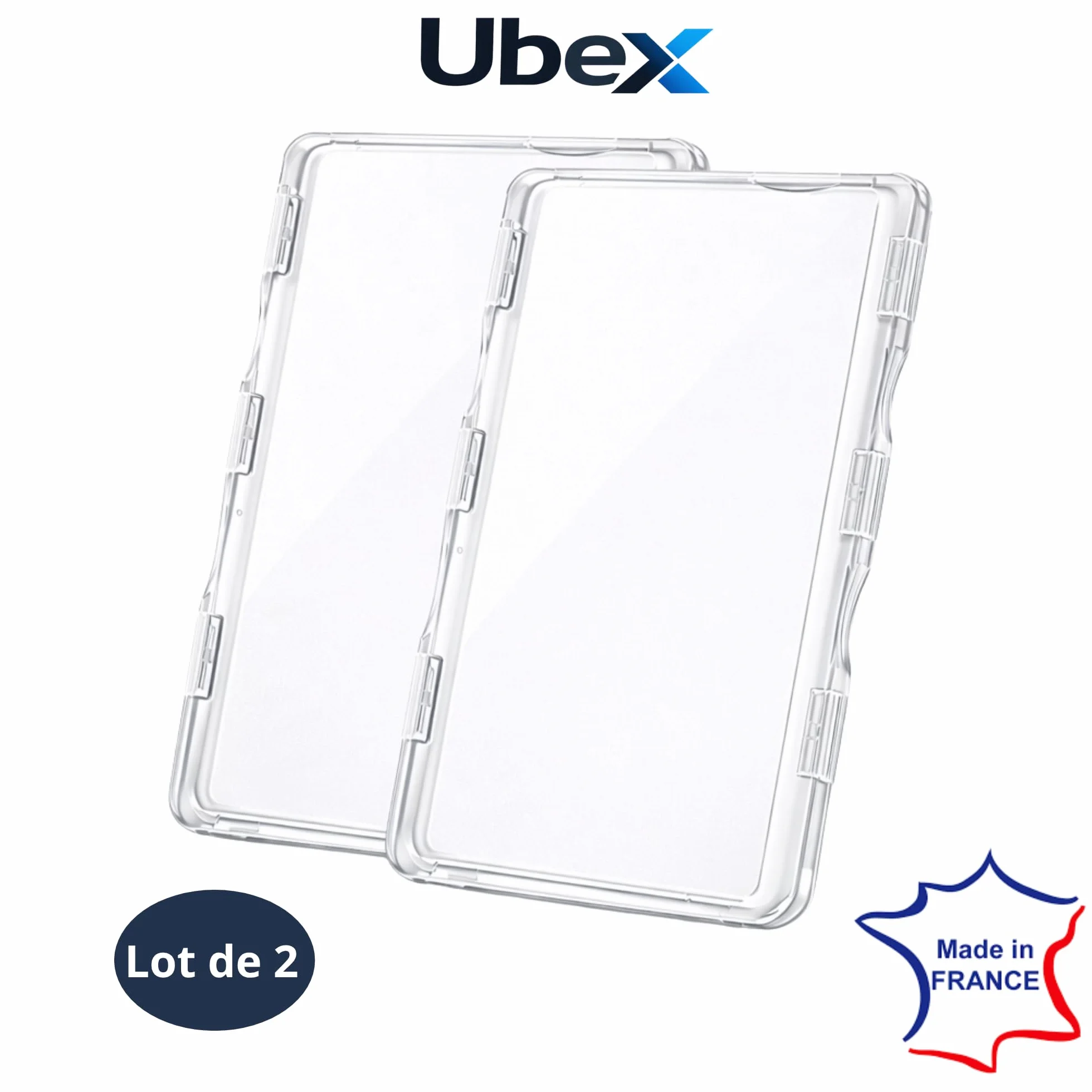 Étui Carte Navigo Badge Lot de 2 Protection 360° Ultra Plat 3 mm Format Universel 85x54 mm Transparent Fabriqué en France