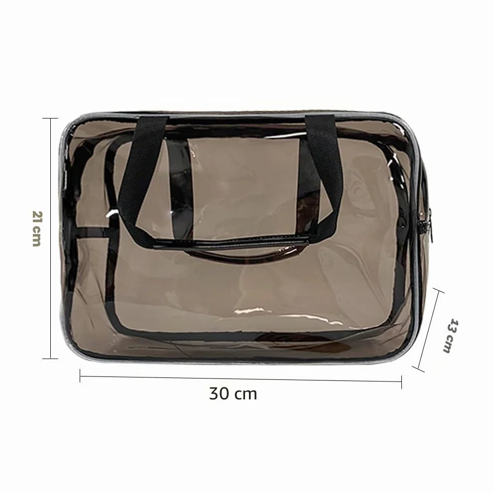 Pochette Transparente étanche en Vinyle pour Maquillage Sac à Main bandoulière 30x13x21 cm Noir