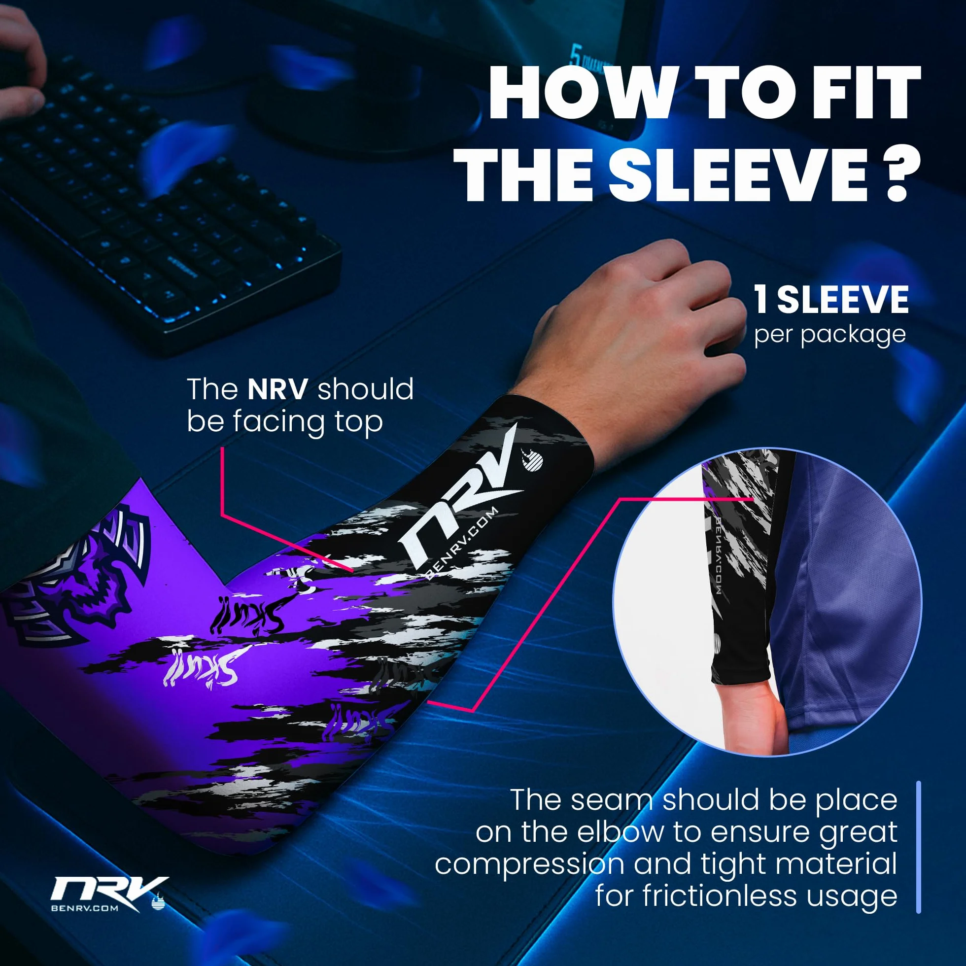 Gaming Samurai Manchette de Compression Design Japonais Antidérapante Respirante Sans Friction eSport FPS