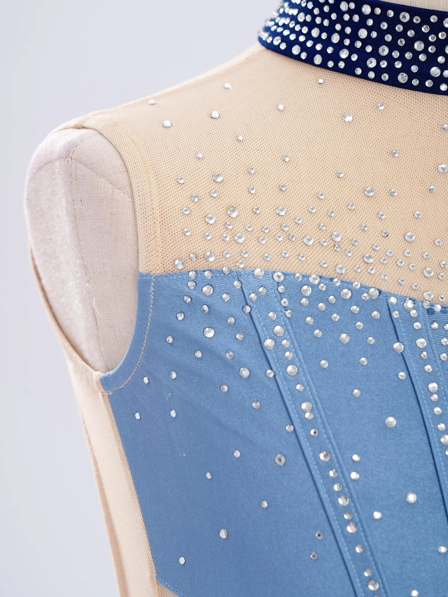 Robe Patinage Artistique Fille Enfant Justaucorps Gymnastique Strass sans Manches Danse Contemporaine