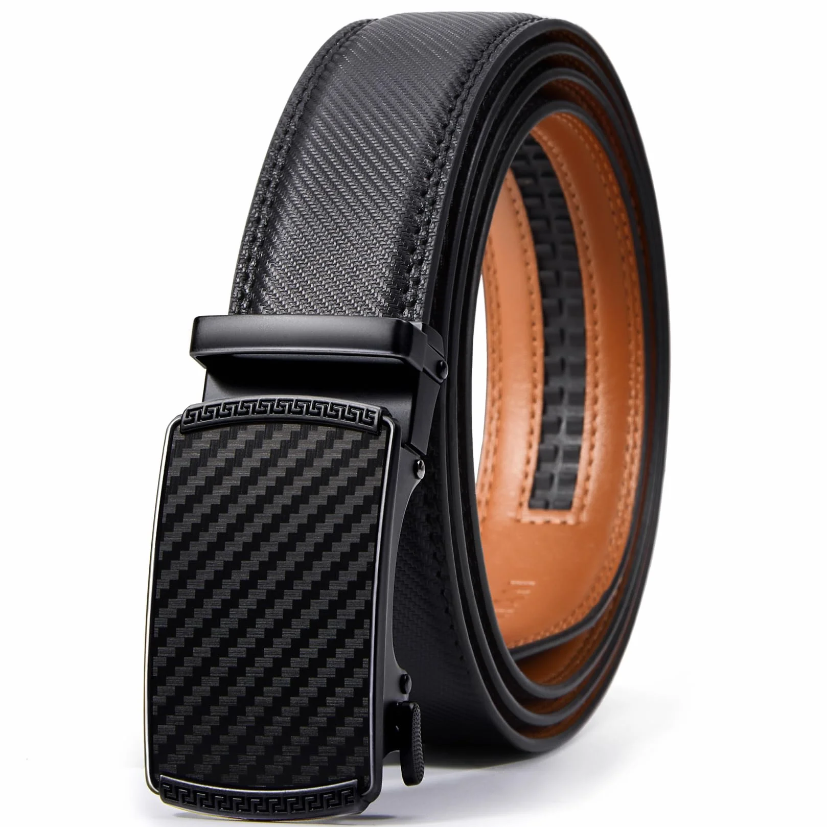 Ceinture Homme Cuir Réglable à Cliquet Boucle Automatique 3.5cm