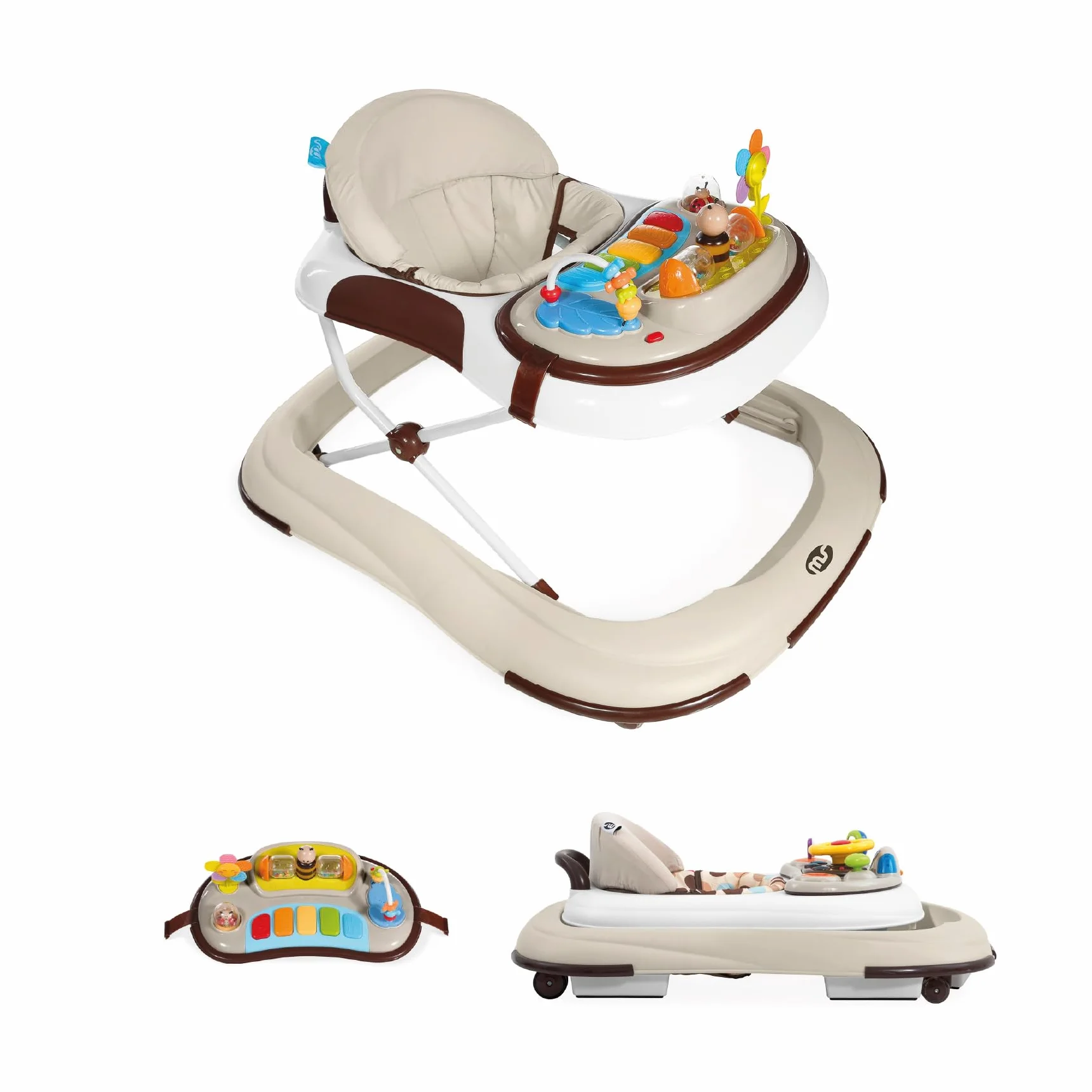 Trotteur BASIC PLUS pour bébé avec plateau de jeux interactif, sons, roues silicone, 3 hauteurs