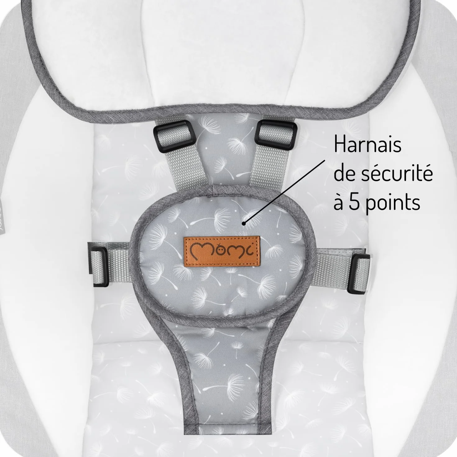MoMi KENANI Transat balancelle pliable 9 kg télécommande Bluetooth harnais 5 points pare-soleil moustiquaire