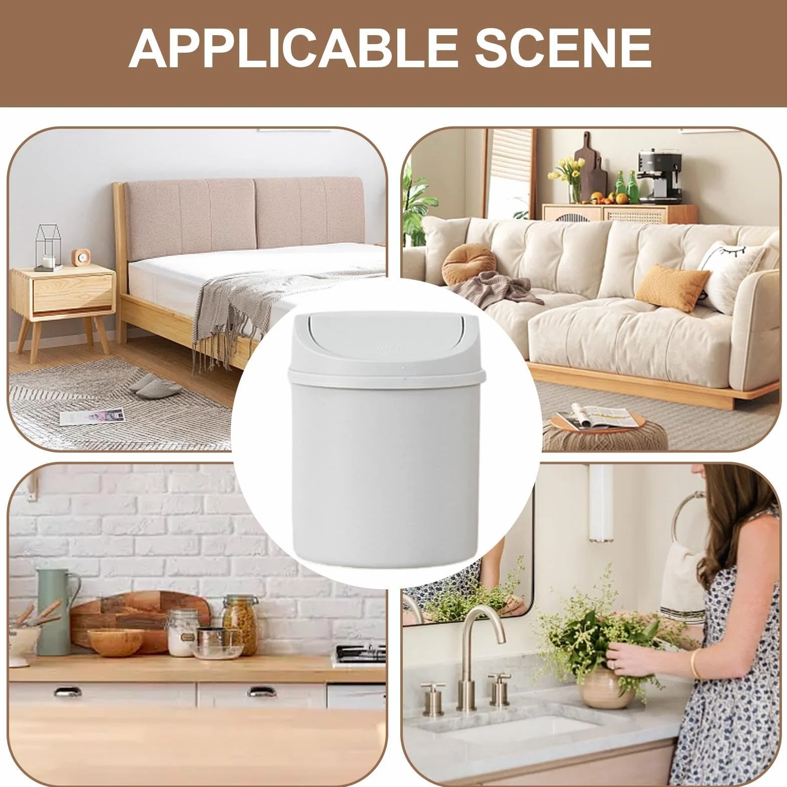 Poubelle Table Avec Couvercle Réutilisable Petite Bureau Cuisine