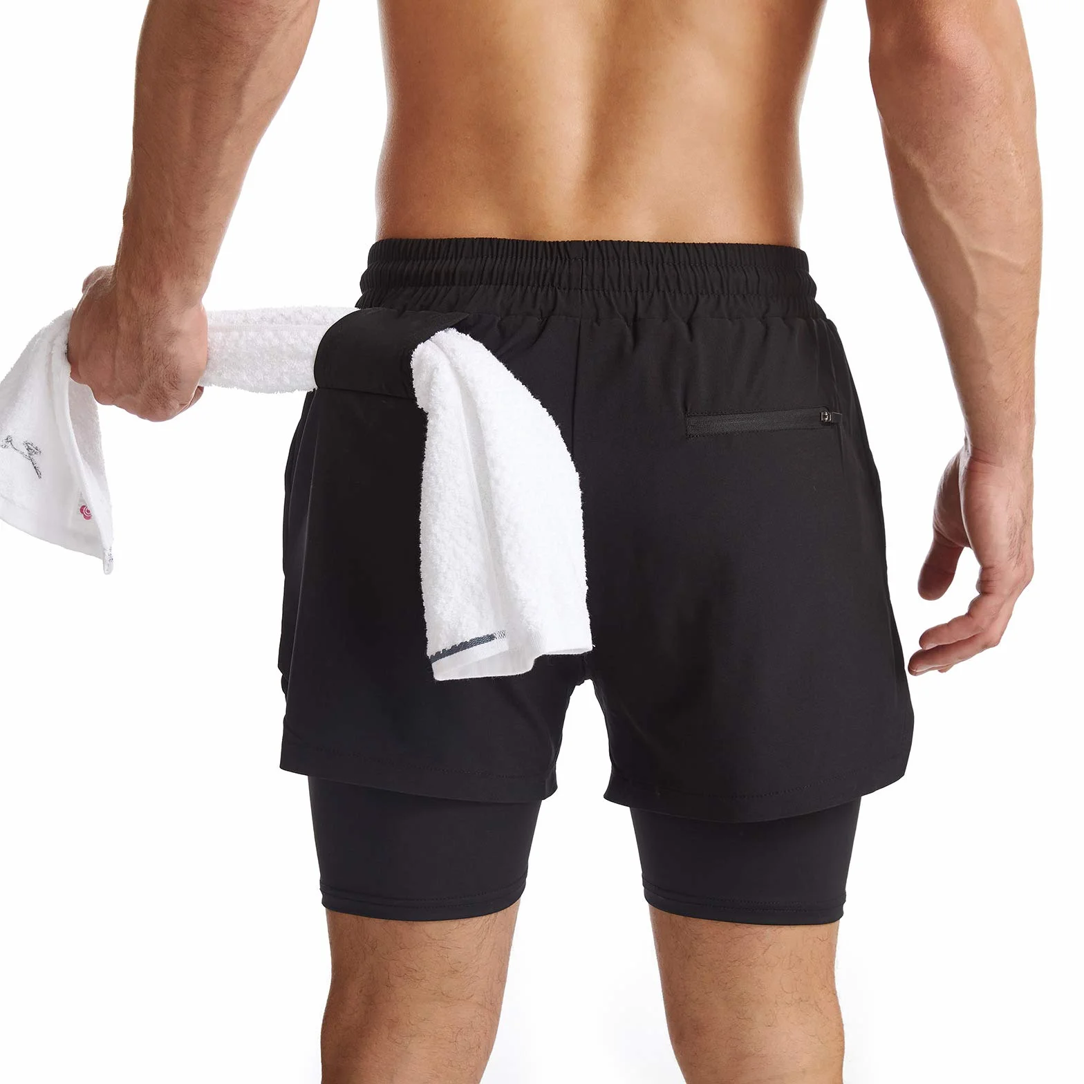 Short de Sport 2 en 1 Respirant pour Homme avec Poches Séchage Rapide Leggings Base Layer Stretch