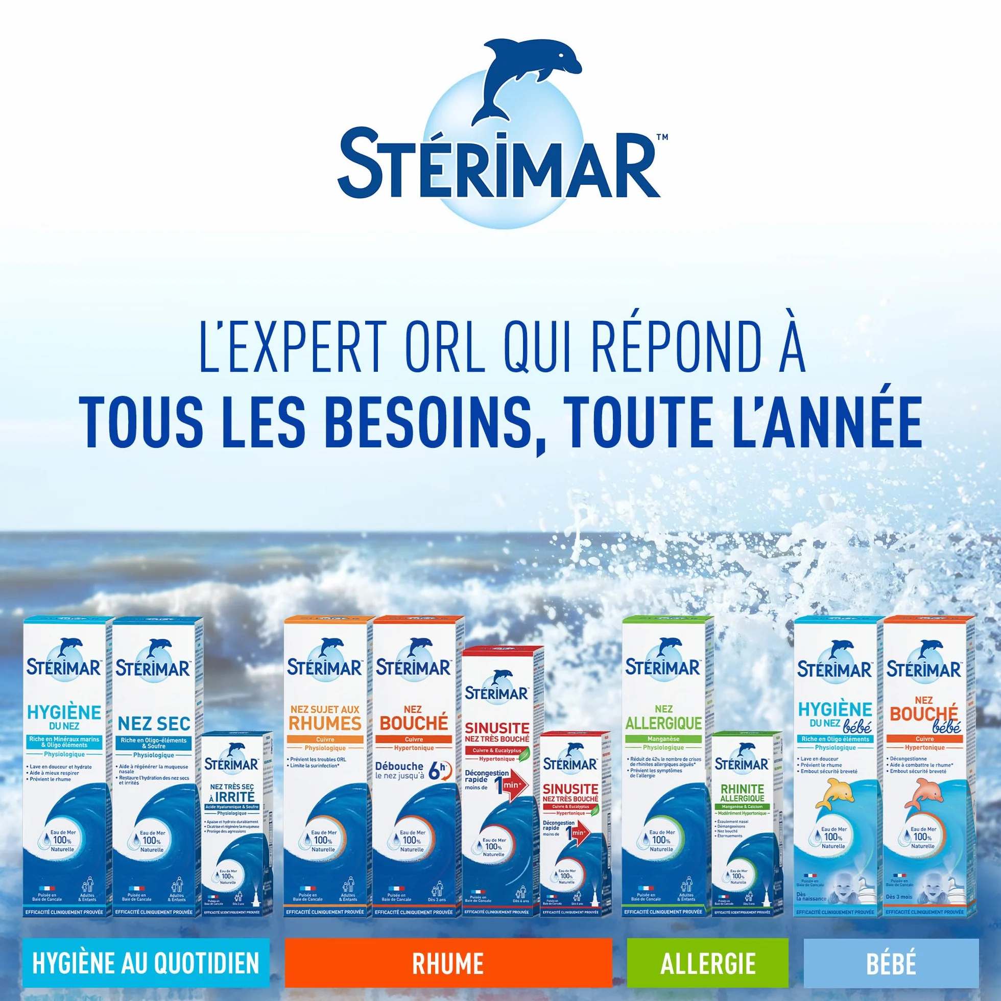 STÉRIMAR Hygiène du Nez Spray Nasal 100 ml Eau de Mer 100% Naturelle Formule Physiologique
