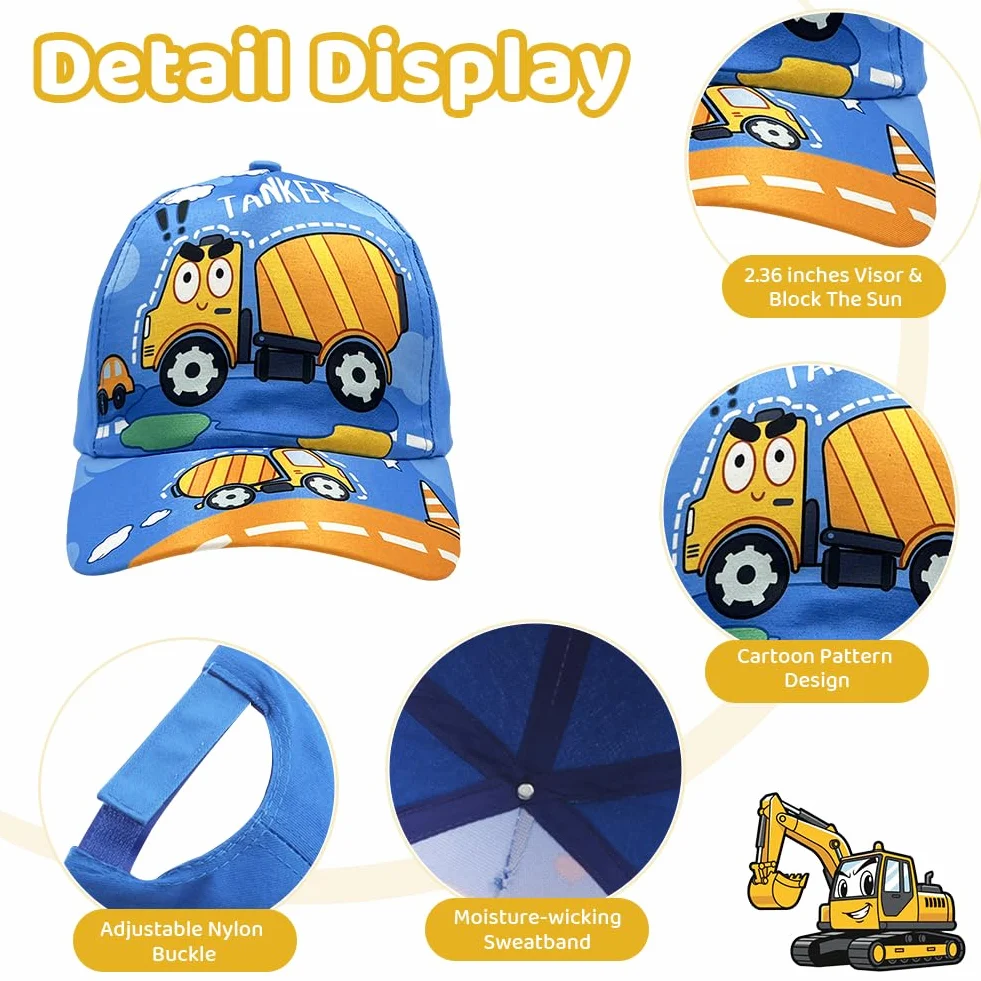 Casquettes Brodées Capybara Baseball pour Enfants en Coton Excavator Modèle Sport Outdoor