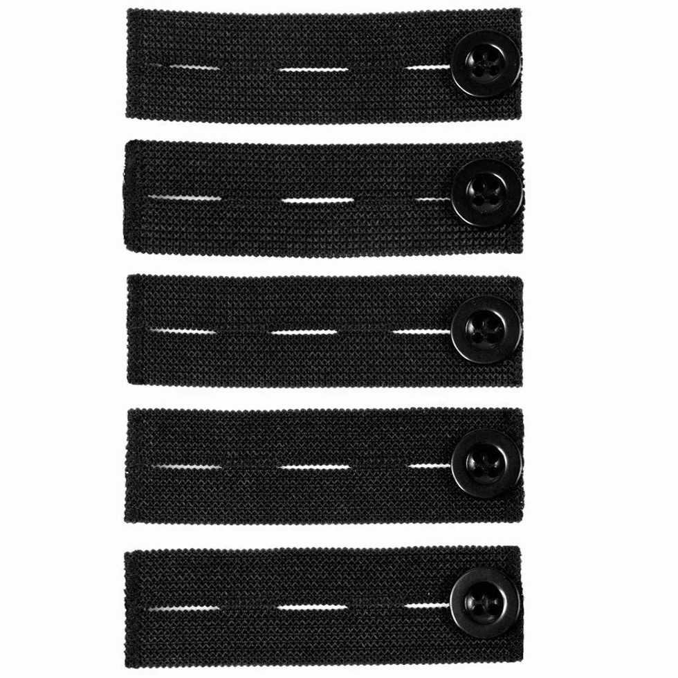 Extendeurs de Taille Elastiques 5PCS Ceinture Réglable pour Pantalon Jeans Noir