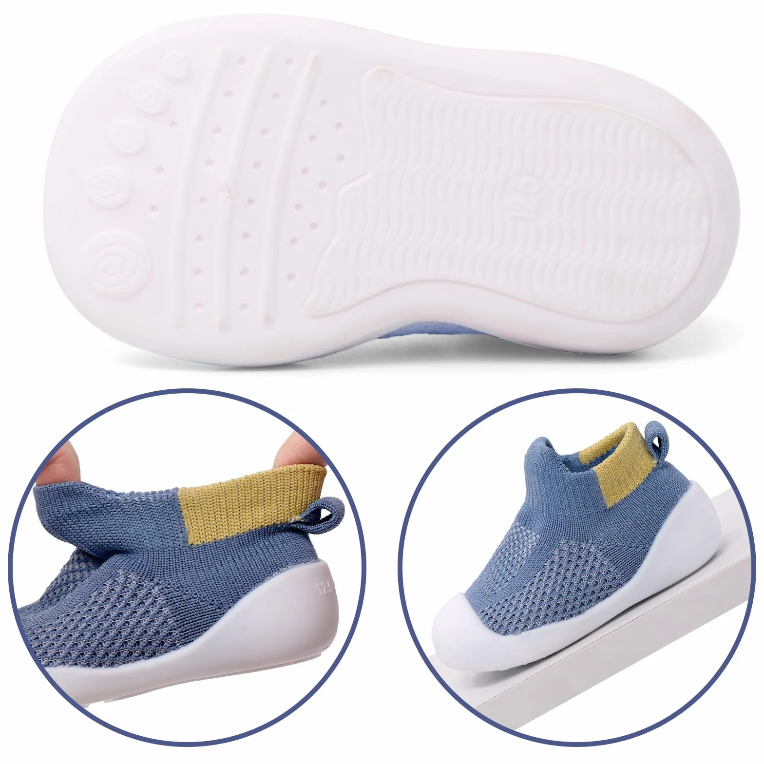 LACOFIA Chaussons Bébé Garçons Filles Respirants Antidérapante Semelle Souple Caoutchouc 6~30 Mois