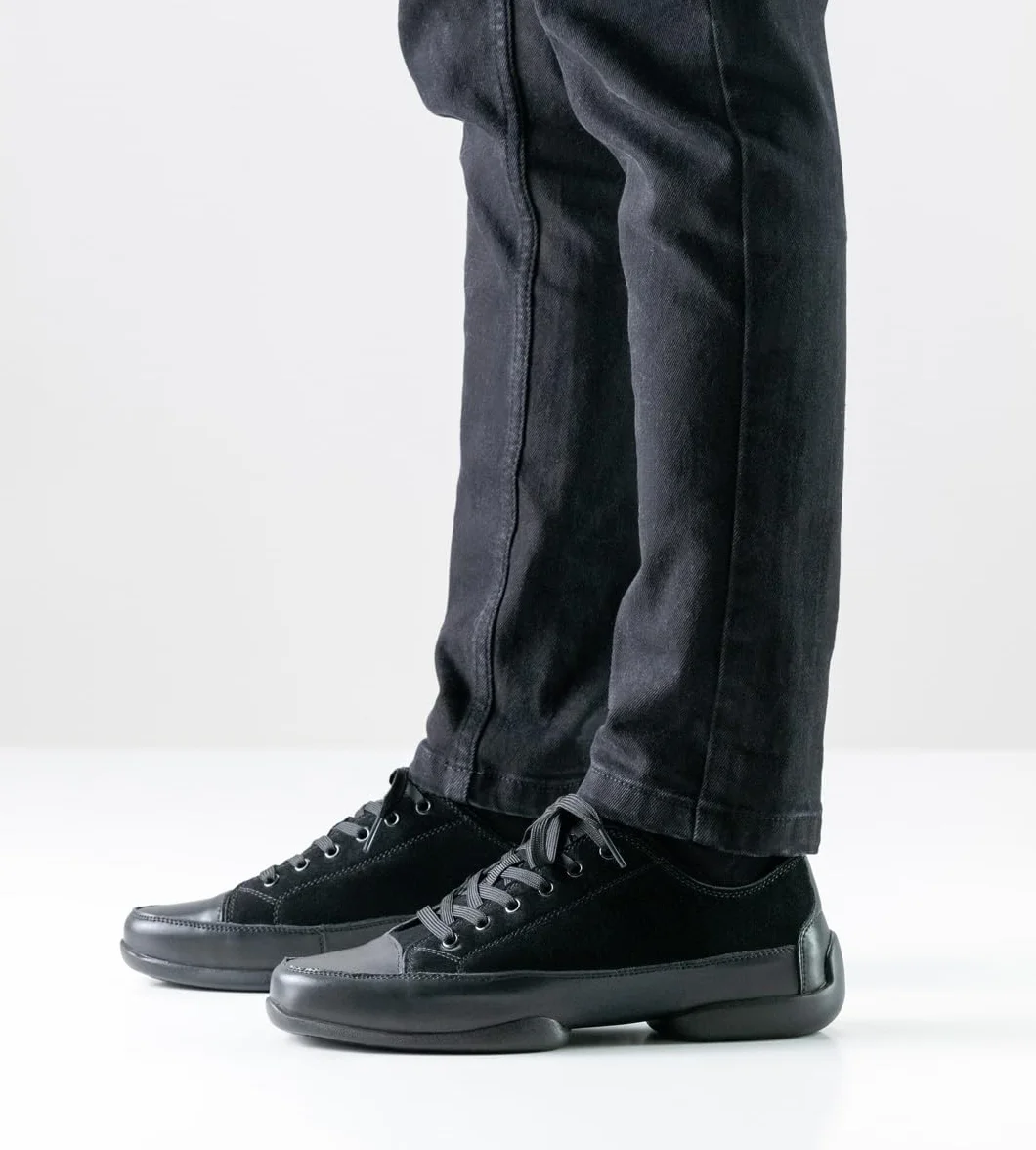 Anna Kern Baskets de danse homme 4005 Daim cuir noir Semelle polyuréthane