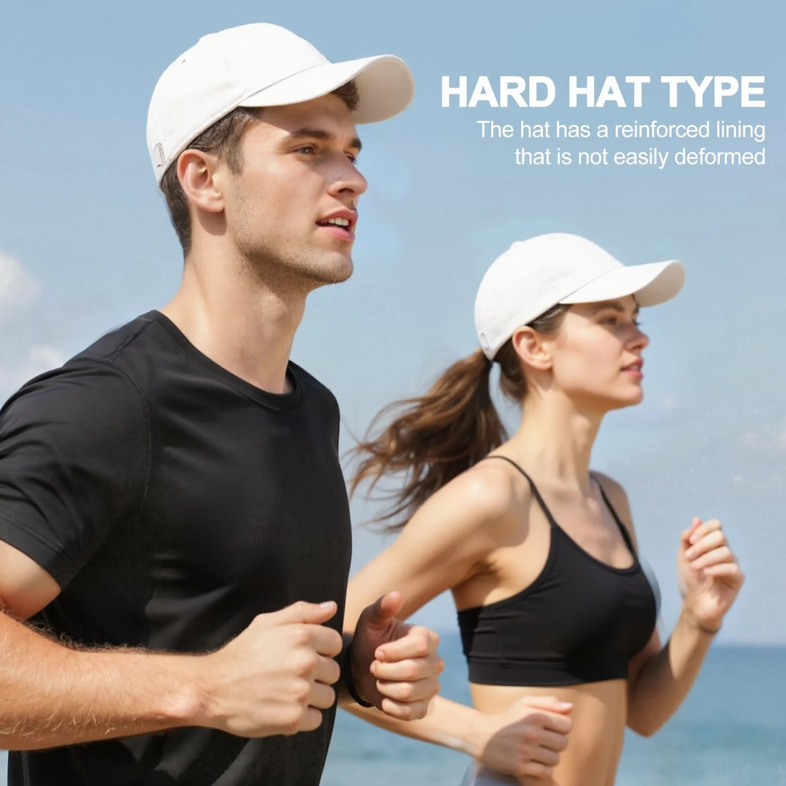 Casquette de Baseball Coton Anti-Soleil Réglable Homme Femme Unisexe Classic Chapeau Sport Extérieur Sunhat (Blanc)