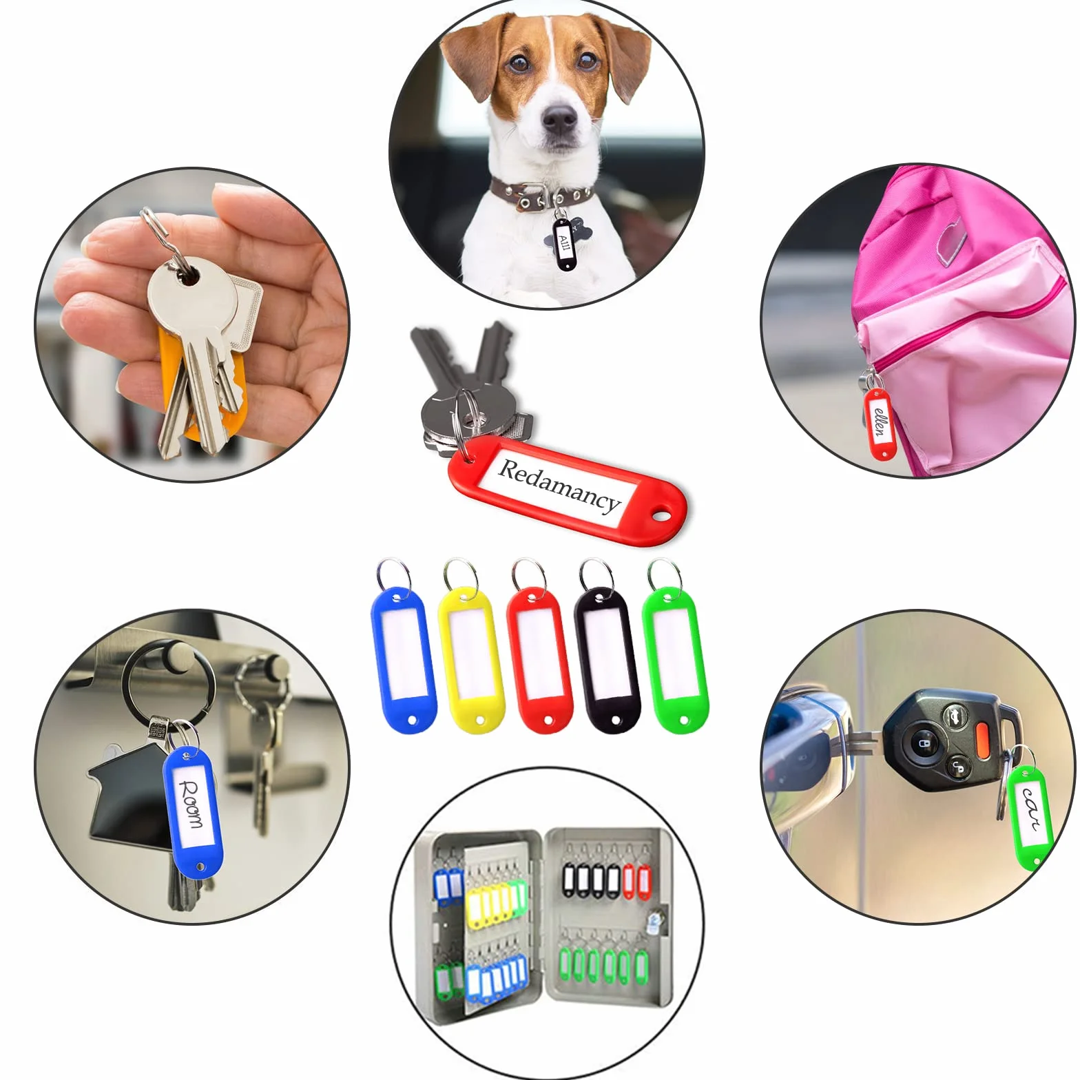 50 Pièces Porte-clés Bagages en Plastique, Étiquettes de Clé 5 Couleurs 5,8cm*2,2cm pour Voyage Hôtel