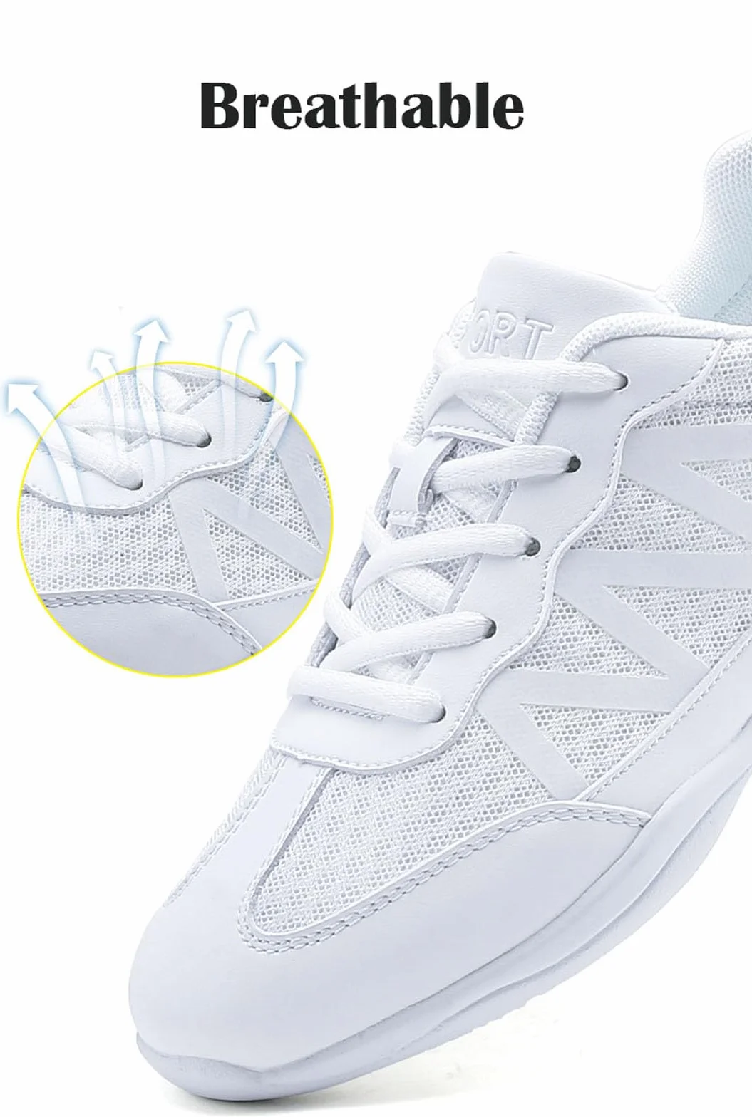 SECHRITE Chaussures de danse Jazz Blanc pour femme et fille Yoga Entraînement Aérobic