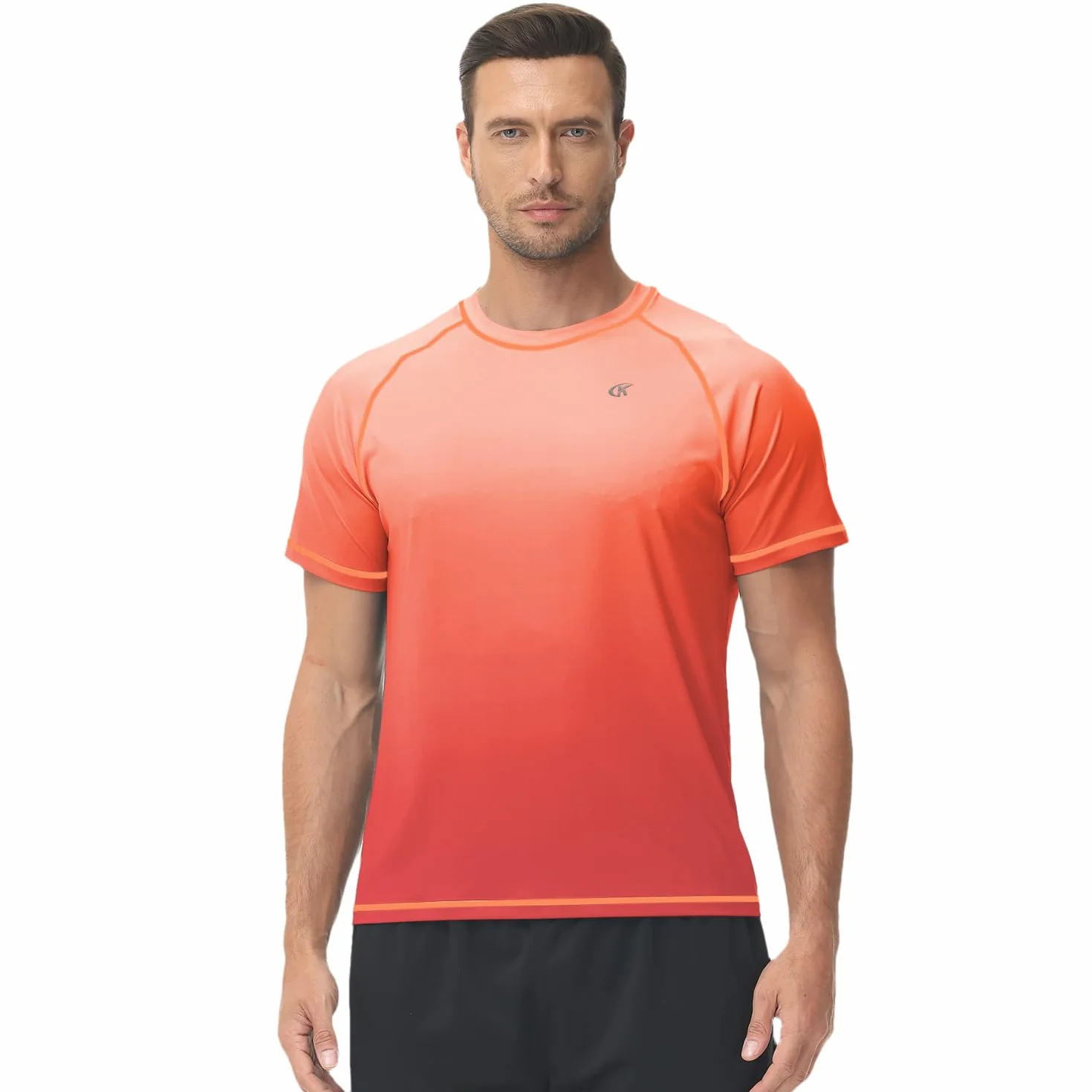 Huayuzh Maillot de bain anti-UV UPF 50+ à manches courtes pour homme Séchage rapide surf course à pied
