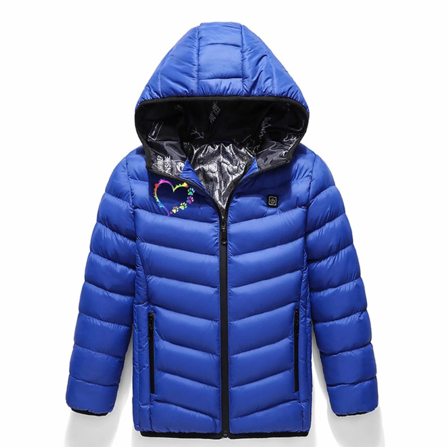 Manteau Doudoune Chauffant Enfants avec 3 Zones de Chauffage Charge USB pour Ski Moto