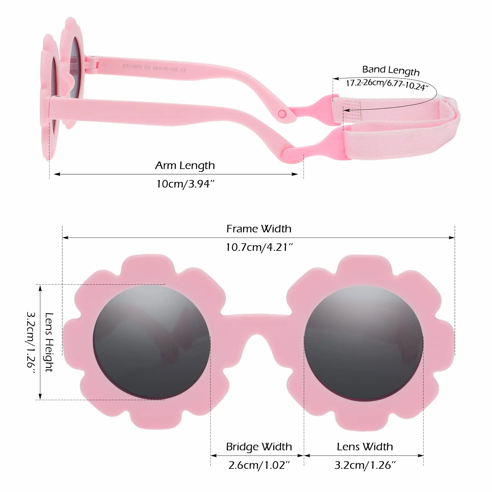 Lunette de Soleil Enfant Polarisées Bébé Anti UV400 avec Sangle Réglable 0-2 Ans