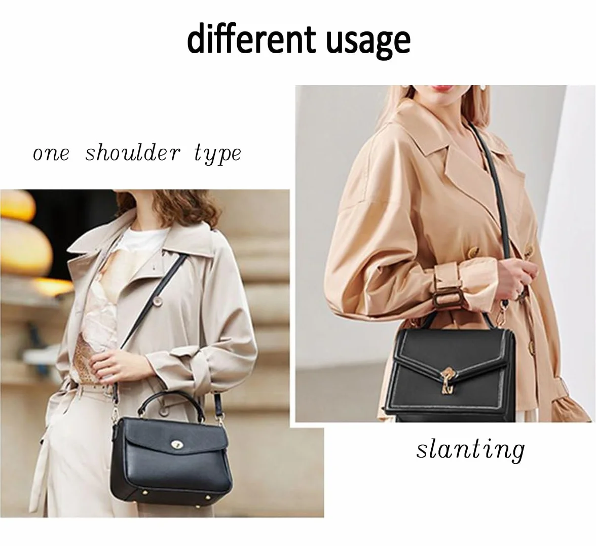 Bandoulière Rechange Réglable en Cuir pour Sac à Main Femme, 80-125cm, Sangle de Remplacement avec Boucle Dorée, 1.9cm, Noir