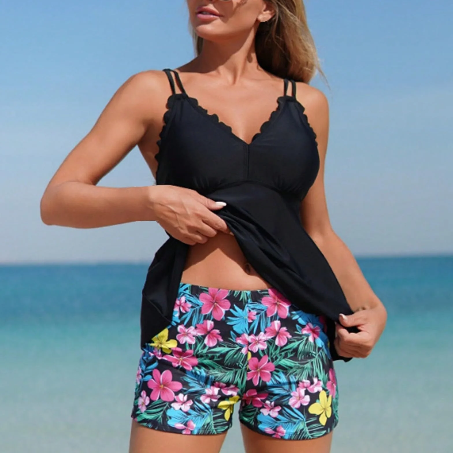 Maillot De Bain Femme Enceinte Grossesse Bikini Rétro Jupette Été Maternité Trikini Curvy Tankini Piscine Natation Vintage Grande Taille