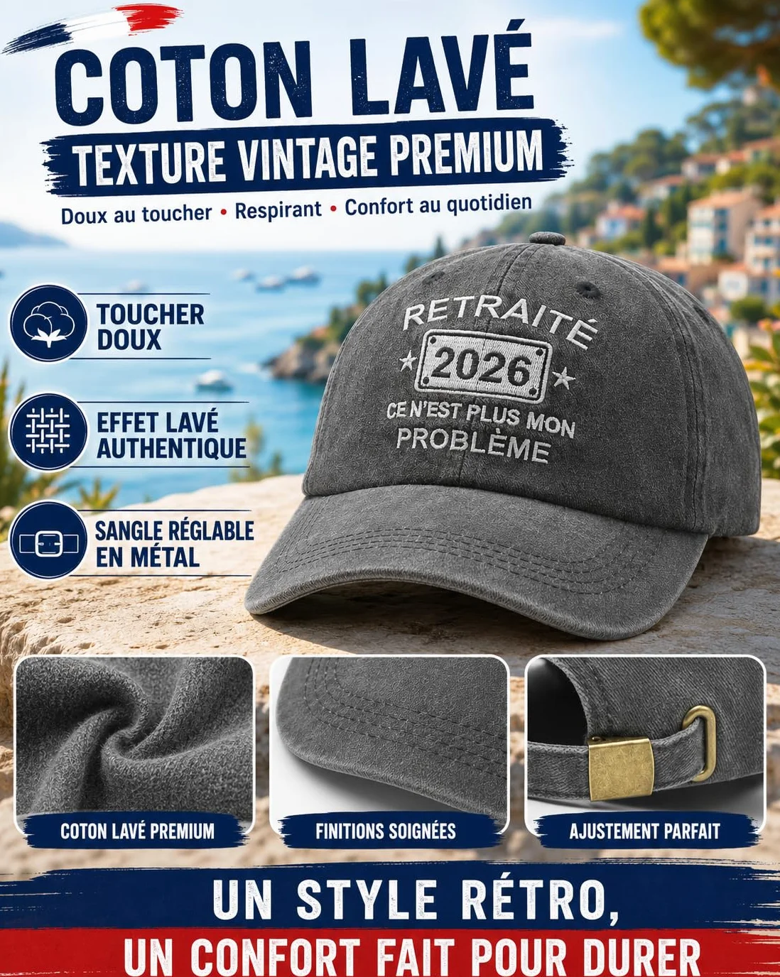 Casquette Retraité 2026 Délavée Vintage Réglable Cadeau Retraite Homme Femme