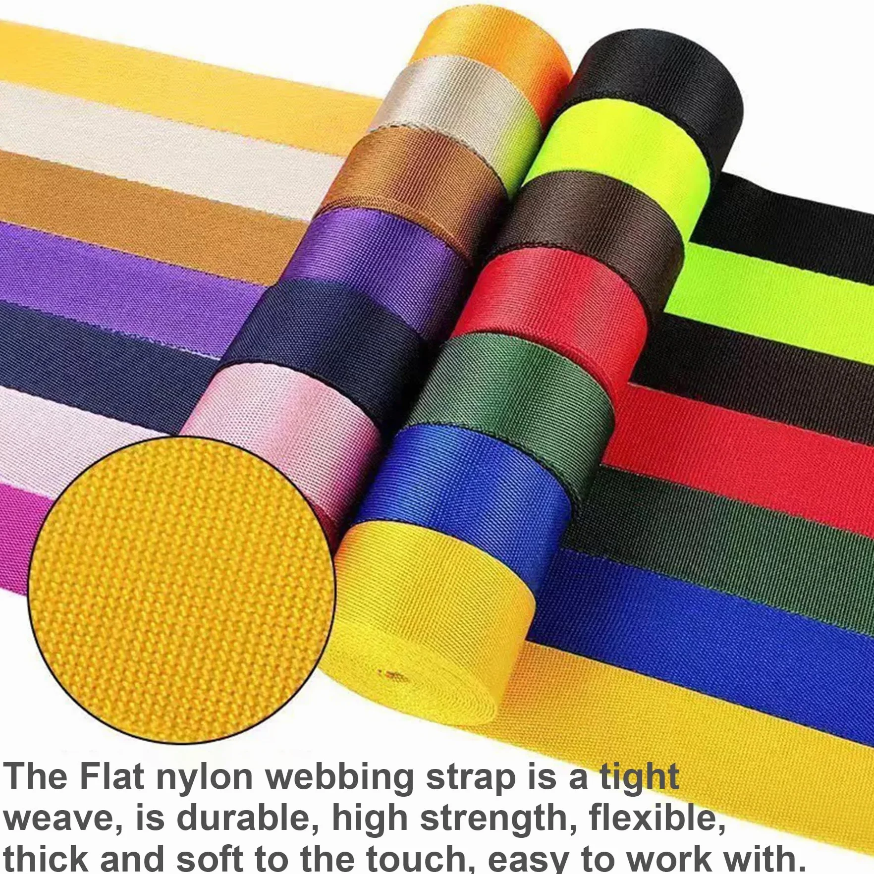 Sangle plate en nylon 50 mm pour sac à dos, 5,1 cm x 3,66 m, gris