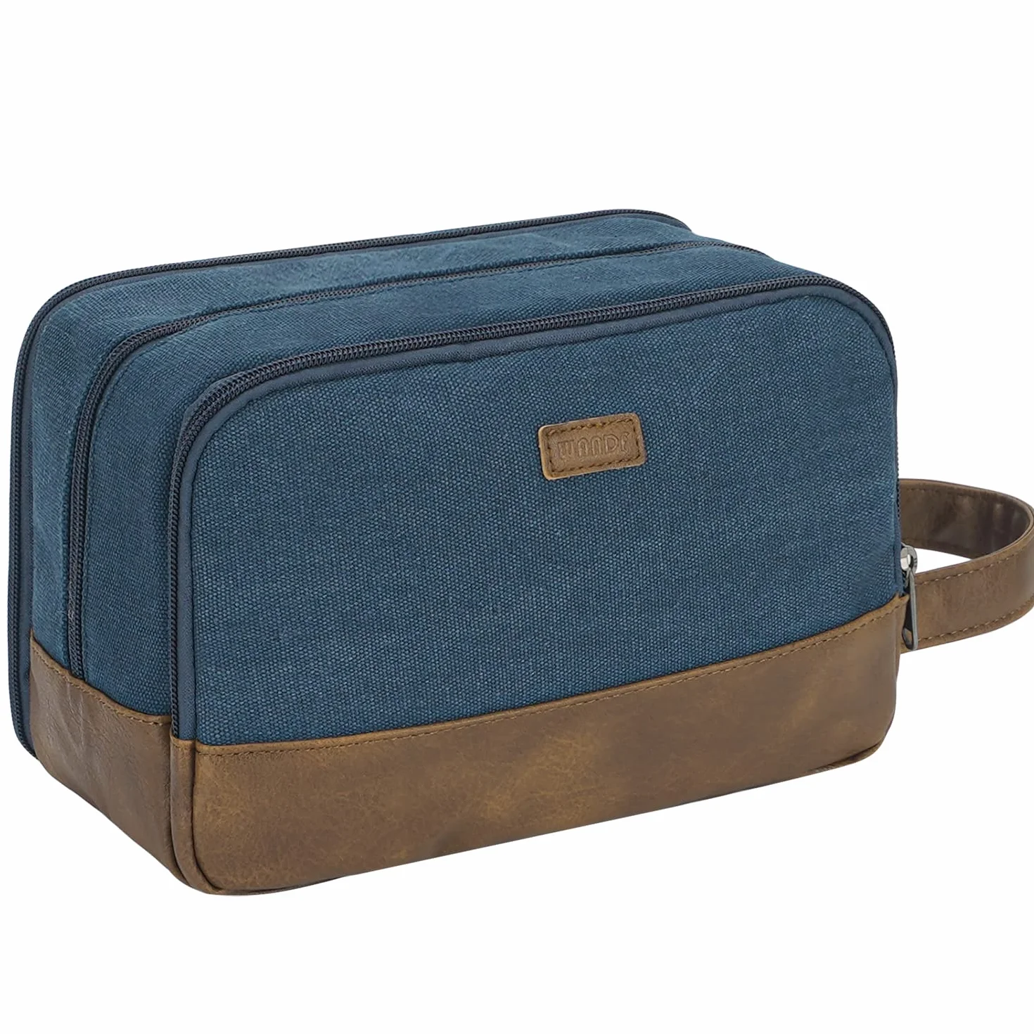 WANDF Trousse de Toilette de Voyage pour Hommes Suspendue Organisateur Toile en Toile Résistant à l'eau Bleu