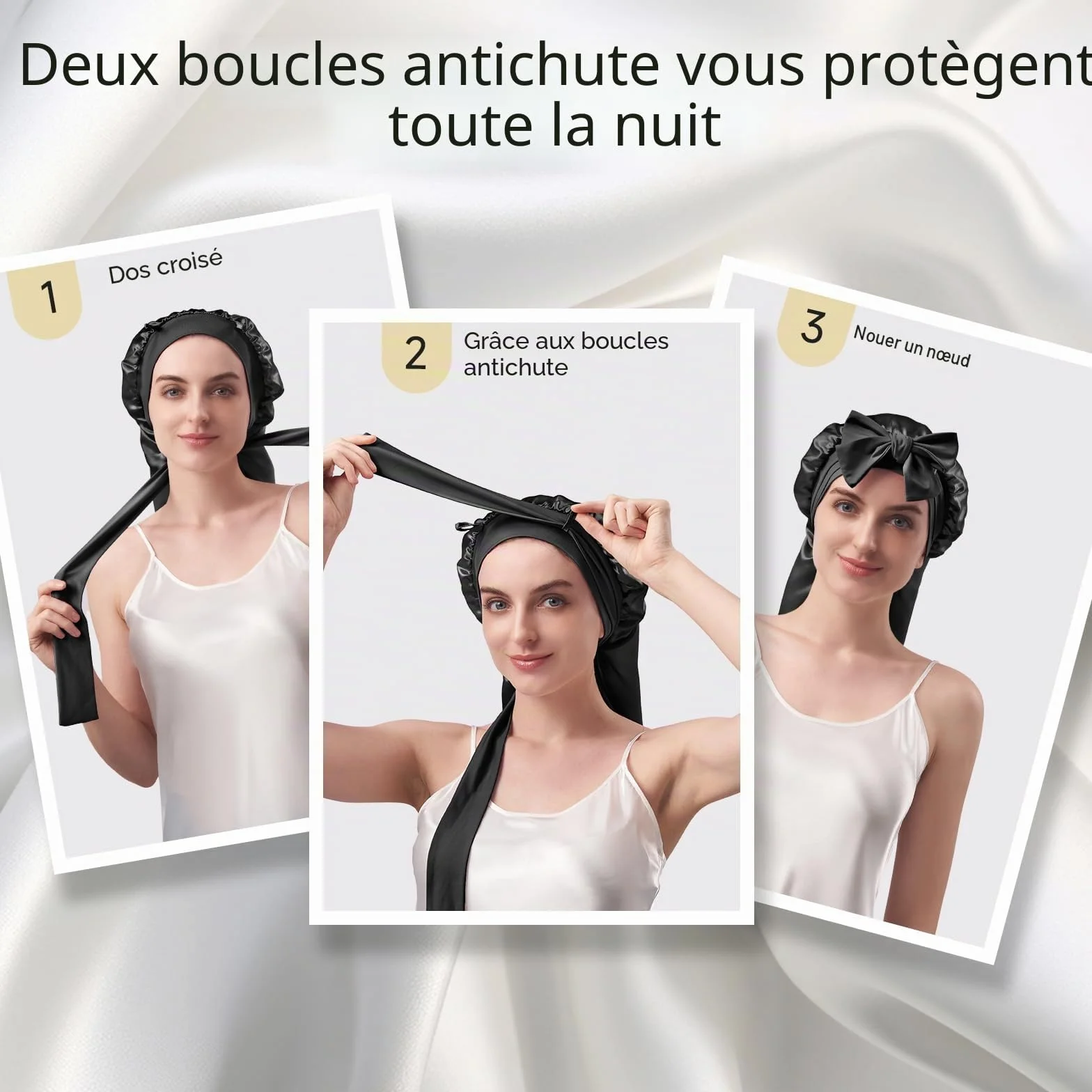 Umisleep Bonnet de Nuit Soie de mûrier 22 Momme Double Face pour Cheveux volumineux